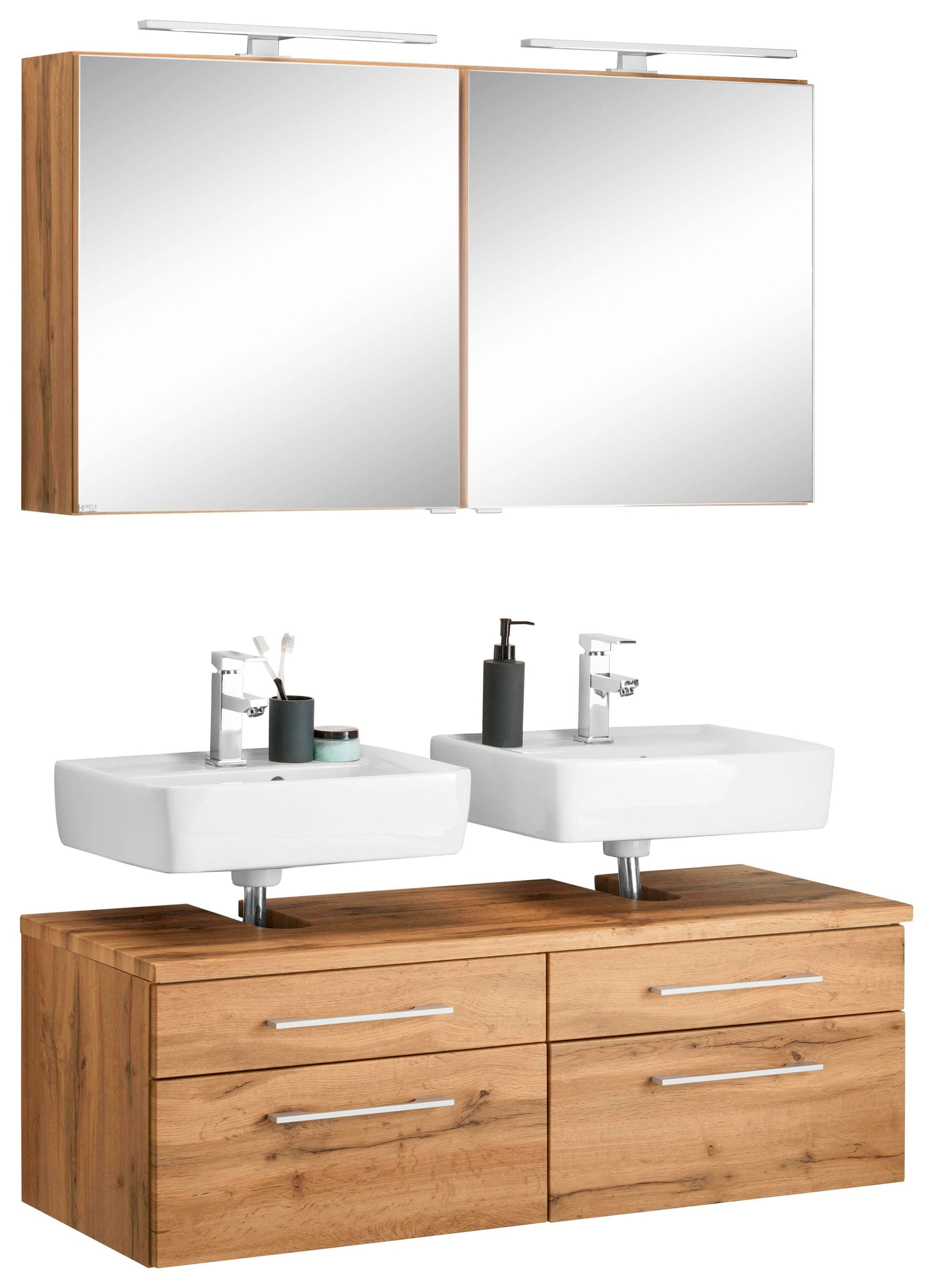HELD MÖBEL Badmöbel-Set auf Waschbeckenunterschrank (2 Spiegelschrank 2 und St.), »Davos«, bestellen Rechnung