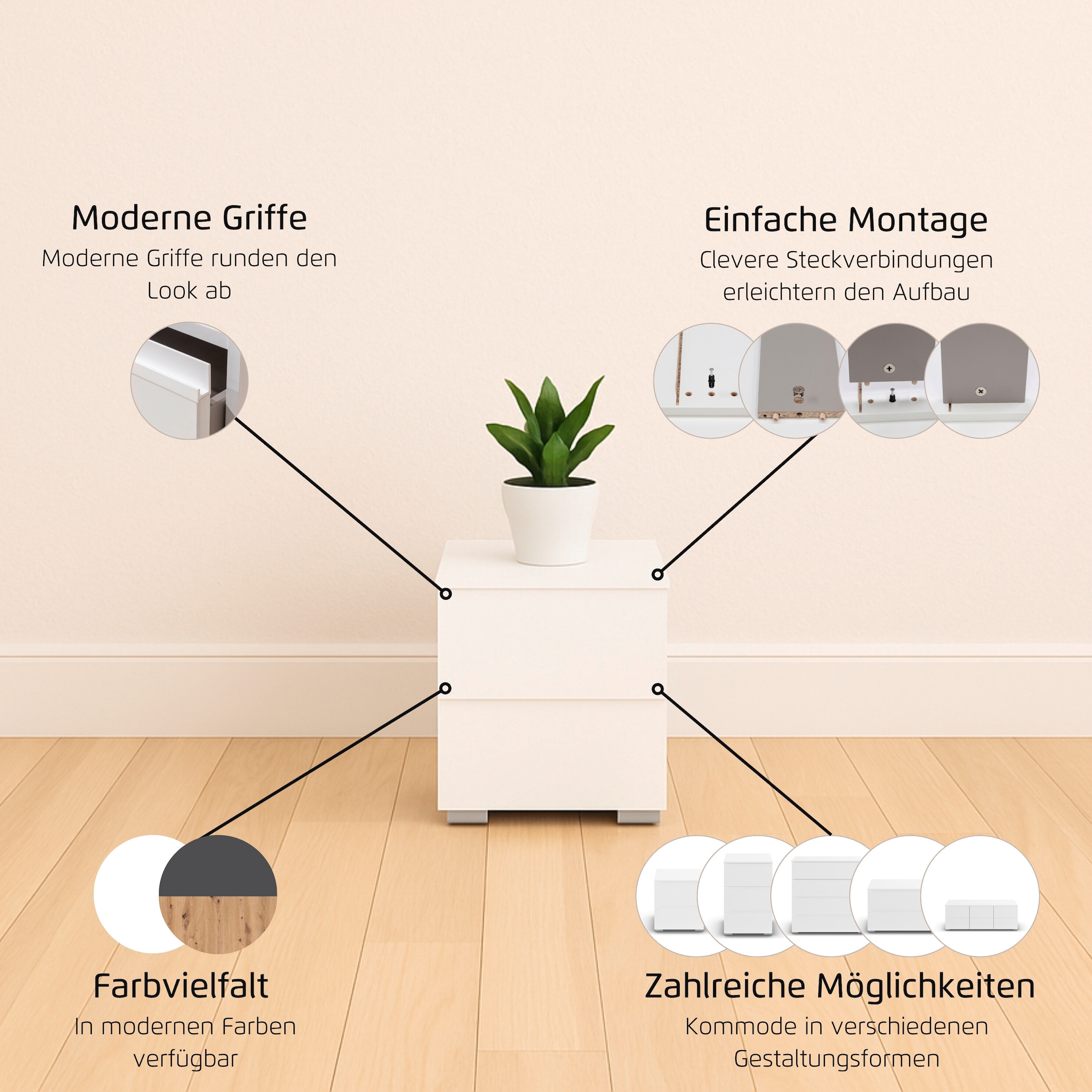 rauch Nachtkommode »Joel« Breite 40 cm,  zwei praktische und geräumige Schubladen MADE IN GERMANY