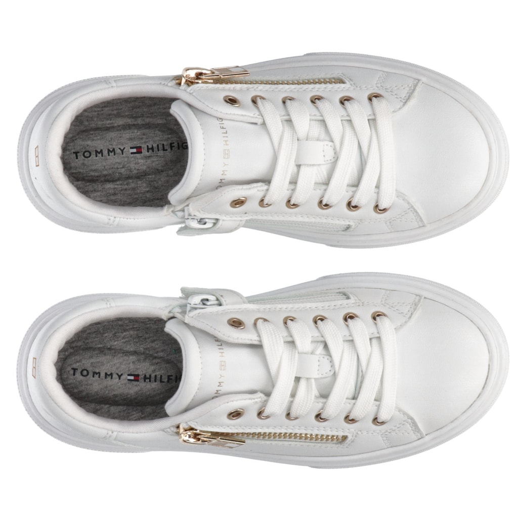 Tommy Hilfiger Sneaker »LOW CUT LACE-UP SNEAKER WHITE«, mit praktischem Außenreißverschluss
