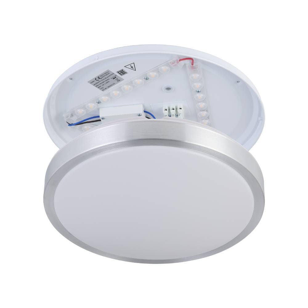 EGLO LED Deckenleuchte »COMPETA 1 Deckenlampe, weiß, nickel-matt, rund, Wohnzimmerlampe«, 1 flammig, Leuchtmittel LED-Board | LED fest integriert, Stahl und Kunststoff, Esszimmer, Industrial, minimalistisch, Ø32,5cm