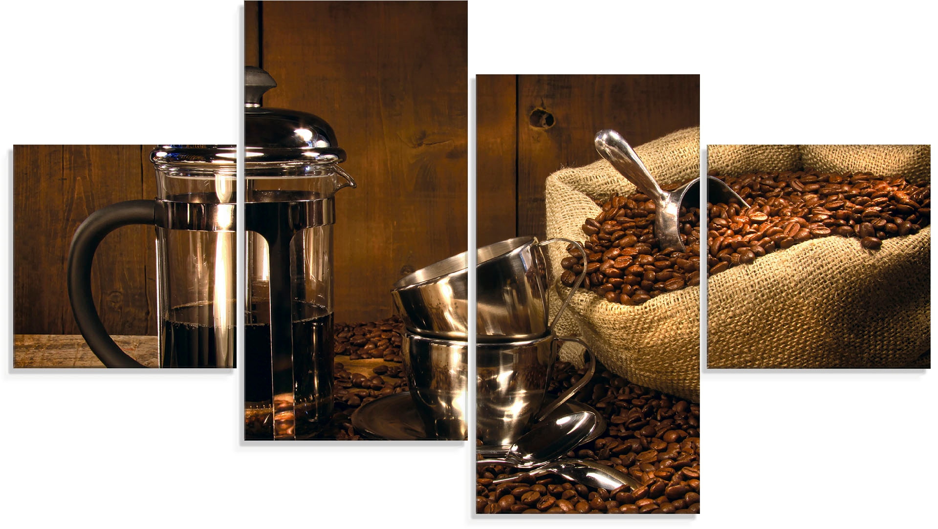 Artland Glasbild »Sack Kaffeebohnen mit Presse«, Getränke, (4 St.), in vers günstig online kaufen