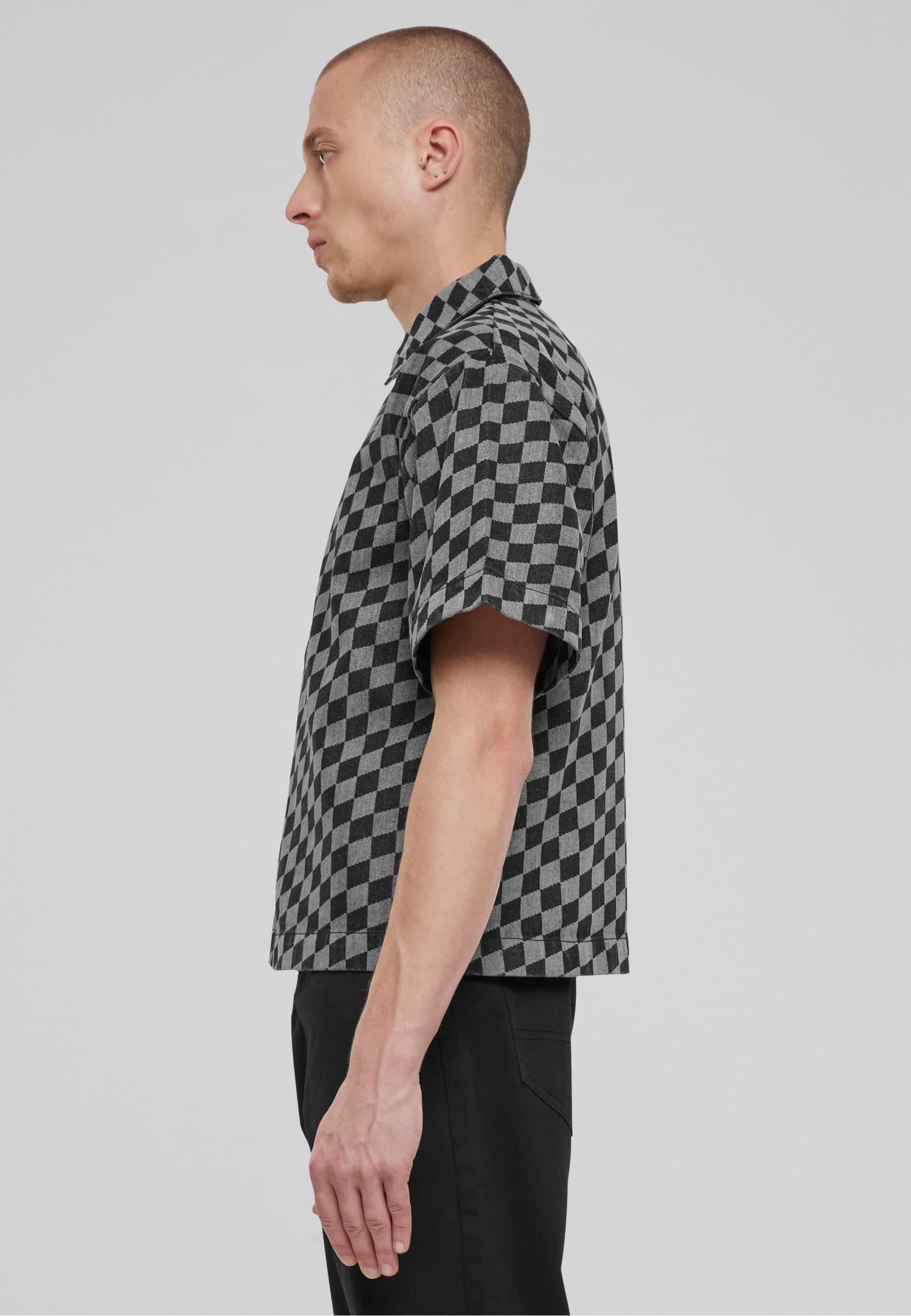 URBAN CLASSICS Langarm-Poloshirt »Urban Classics Laser Check Printed Boxy Shirt« 1 Stk. tlg.
