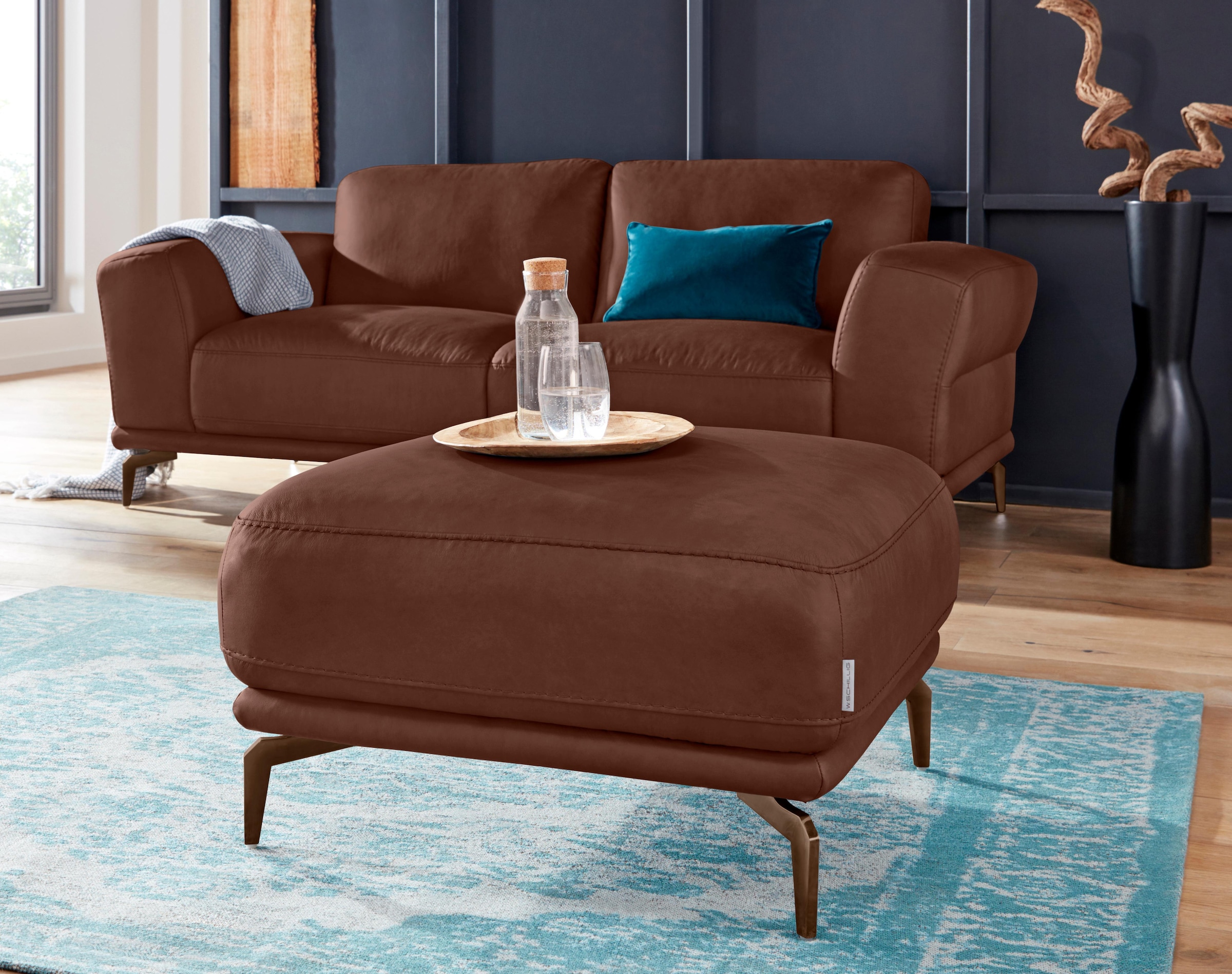 W.SCHILLIG Hocker "montanaa", mit Metallfüßen in Bronze pulverbeschichtet, günstig online kaufen