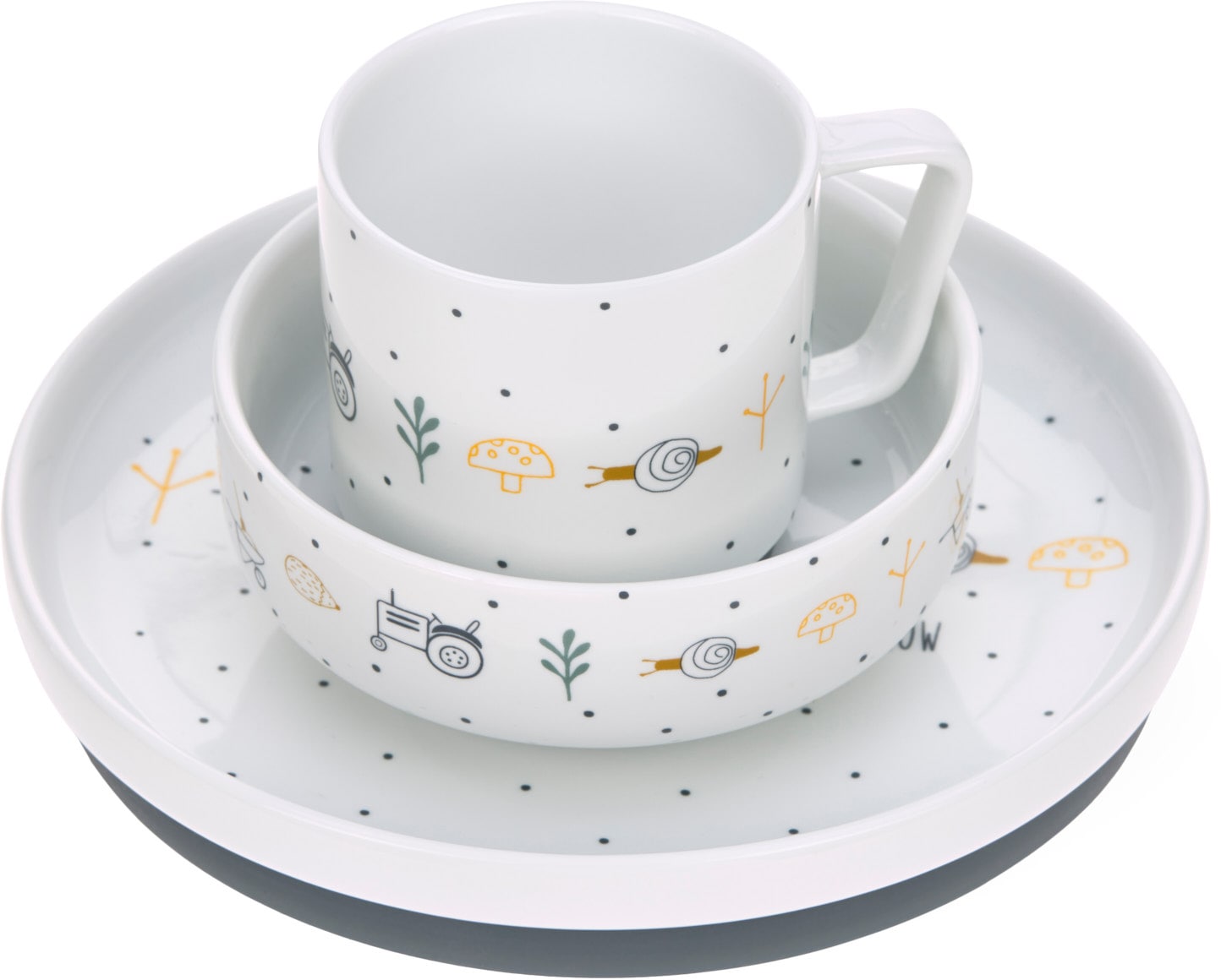 LÄSSIG Kindergeschirr-Set »Garden Explorer, Traktor«, (Set, 3 tlg.), rutschfest