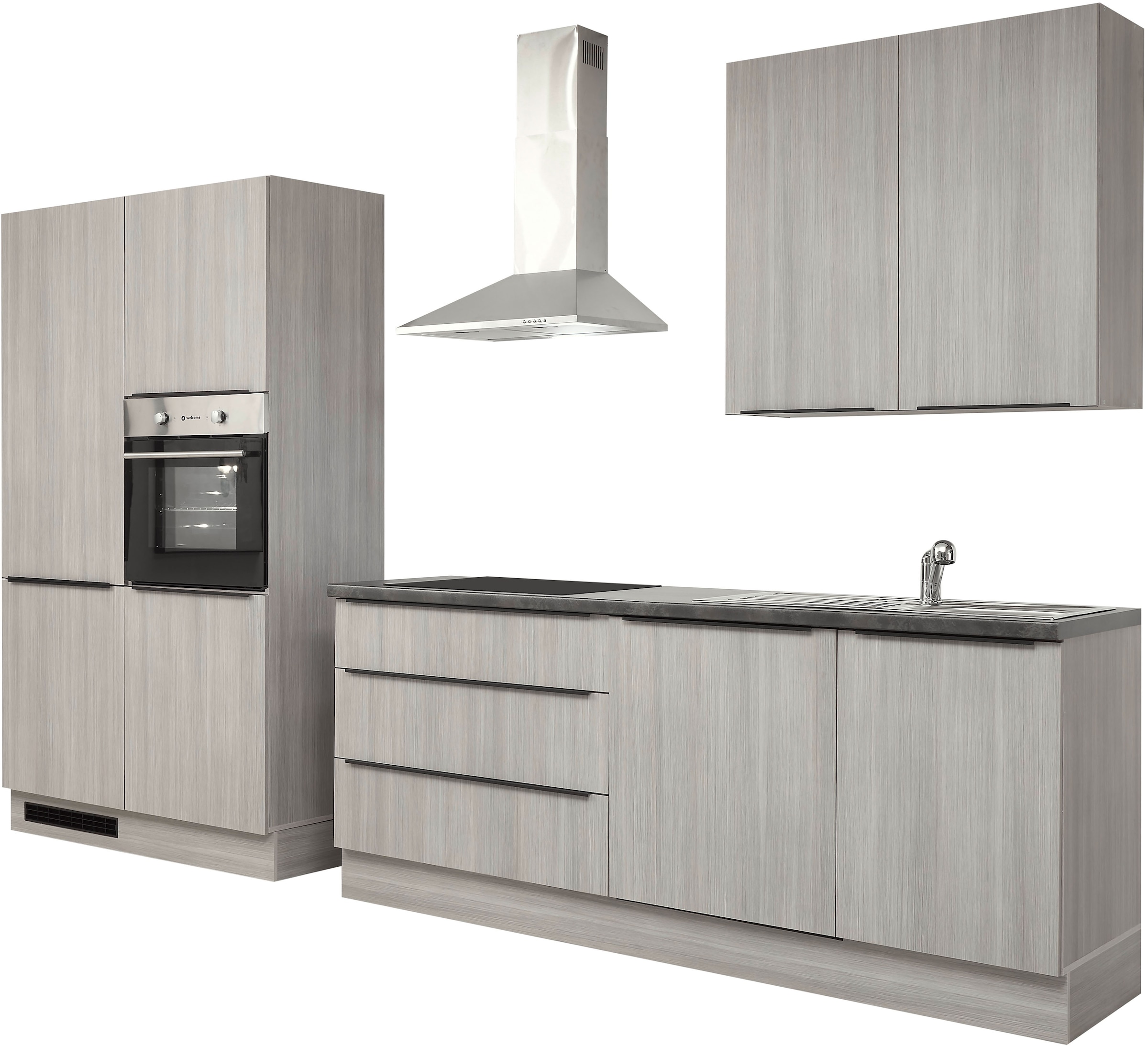 BASIC by Balculina Küchenzeile »Landzeit BxHxT 320x240x60 cm« Breite 320cm, wahlweise mit E-Geräten, Softclose, Metallschubkasten