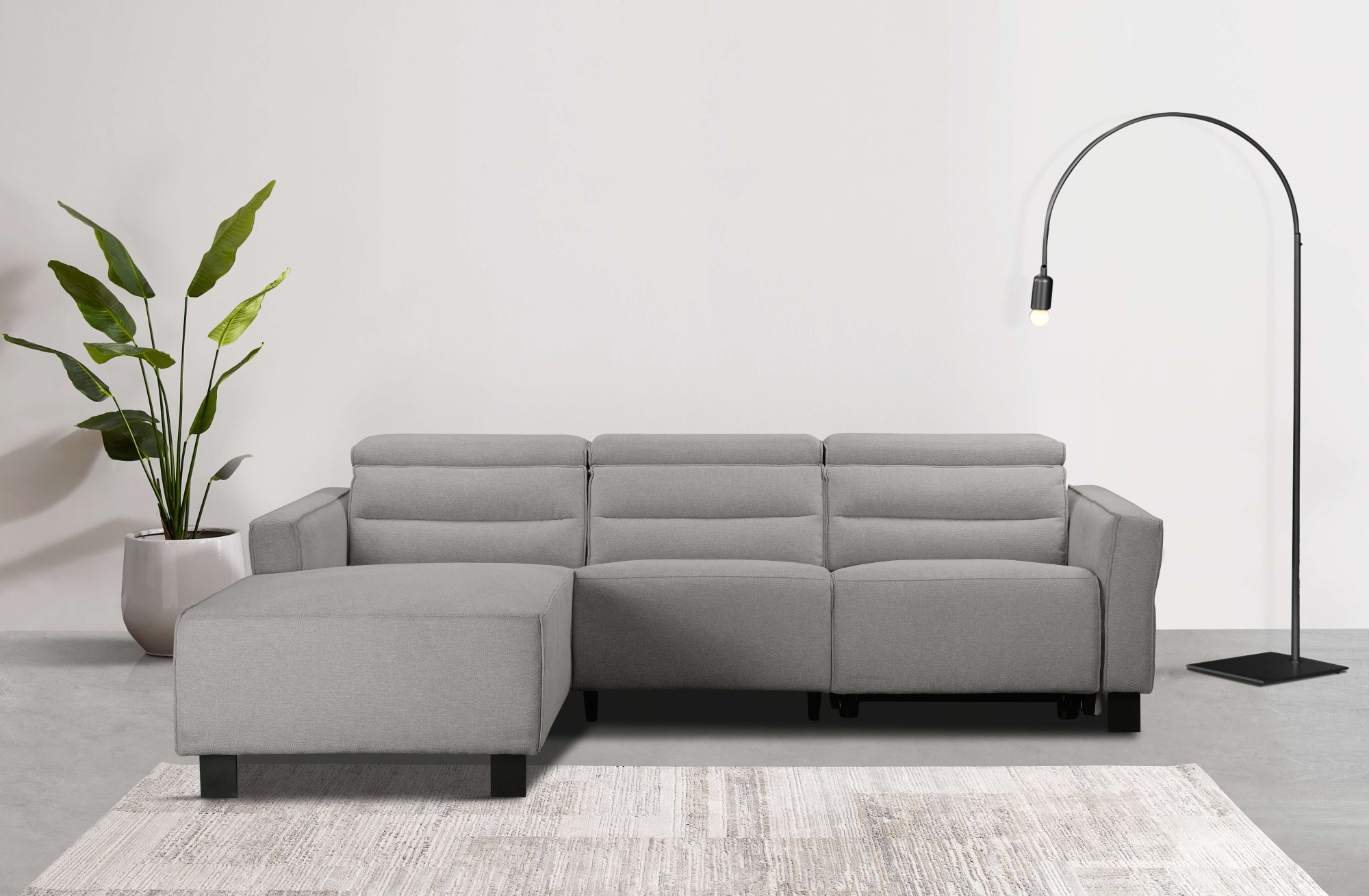 Places of Style Ecksofa »Carpari, L-Form, 263 cm, manuelle o. elektrische Relaxfunktion,«, USB A/C und Kopfteilverstellung