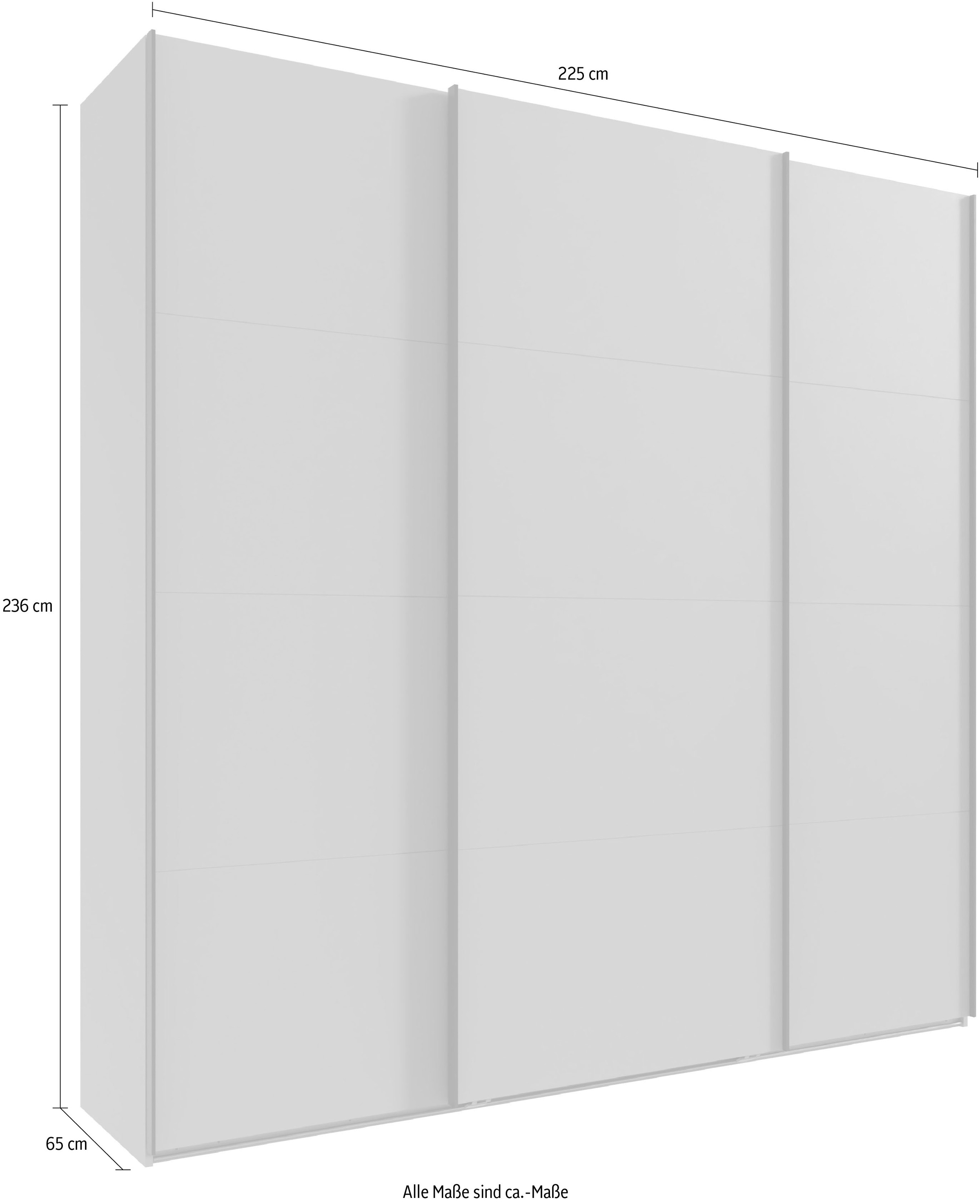 Wimex Schwebetürenschrank »Mugano, Made in Germany, Lieferung bis in Deine Etage und Stellort«, (wähle Deine Ausstattung: Basic oder Premium!), 3 Schwebetüren, große Größen, mit oder ohne Spiegel, Metallgriffe