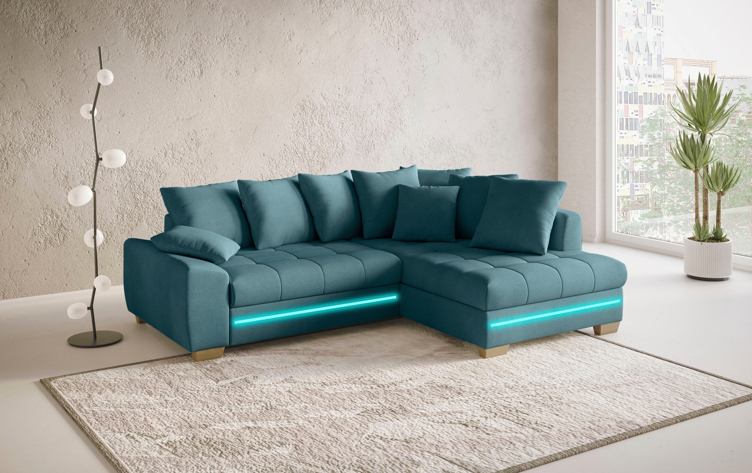 Mr. Couch Ecksofa »Nikita II, L-Form«, mit RGB-LED Beleuchtung, wahlweise m günstig online kaufen