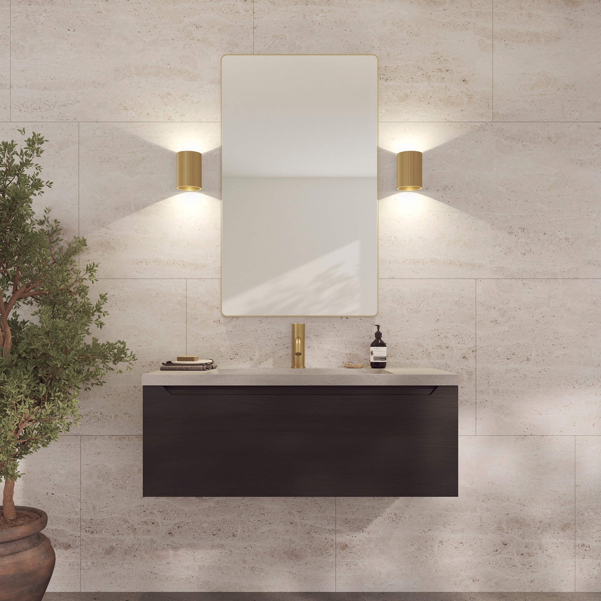Loevschall Spiegel »Refine Wandspiegel rechteckig – eleganter Designspiegel mit edlem«, Rahmen in vielen Größen & Farben für Bad, Flur & Schlafzimmer