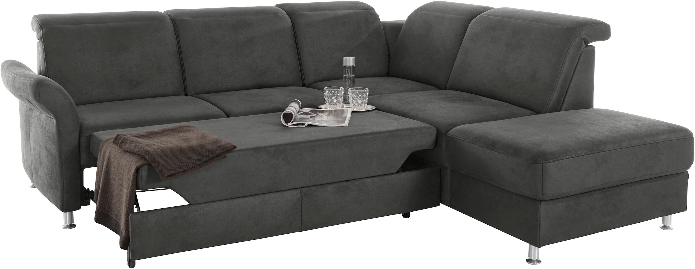 sit&more Ecksofa »Darwin L-Form«, inklusive Federkern, wahlweise mit Kopfteilverstellung, Bettfunktion
