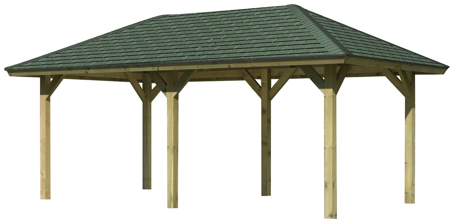 Karibu Pavillon »Bergen 2«, (Set), BxTxH: 338x592x290 cm, mit grünen Dachschindeln