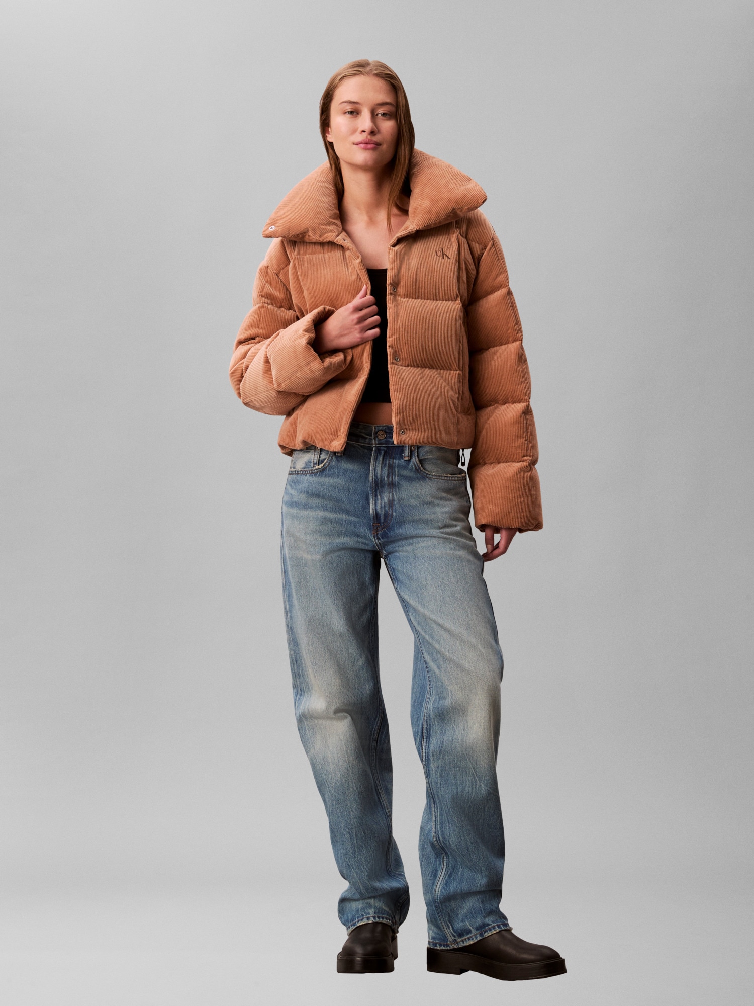 Calvin Klein Jeans Cordjacke »CORDUROY INSULATED DOWN PUFFER« ohne Kapuze Mit Rundhalsausschnitt, regular fit