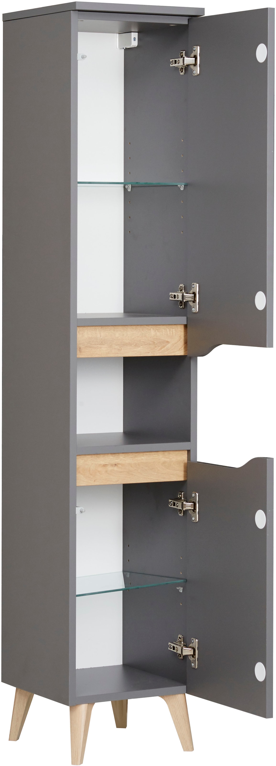 Saphir Badmöbel-Set »Quickset 3-teilig, Waschbeckenunterschrank mit LED-Spiegel«, (3 St.), mit Midischrank, inkl. Türdämpfer, 4 Türen, 1 Nische, Bad-Set