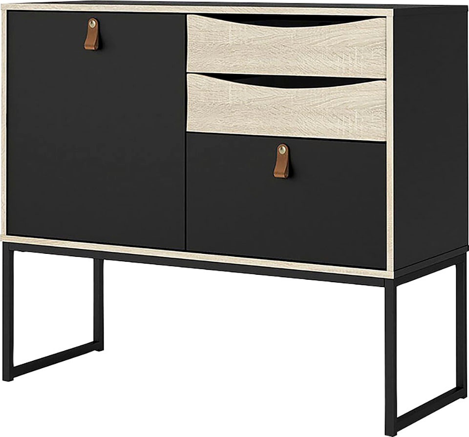 andas Sideboard »Stubbe«, Kommode Breite 98,7 cm, 1 Tür und 3 Schubkästen, Ledergriffe