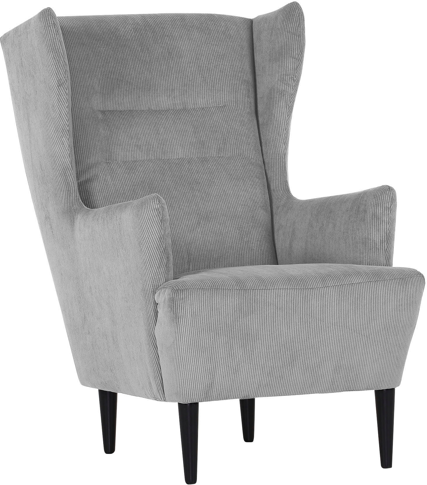 Ohrensessel, silbergrau Feincord