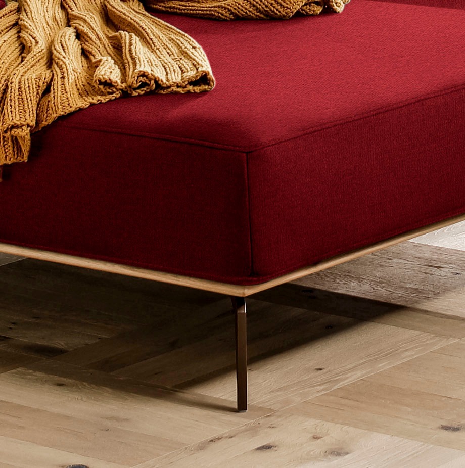W.SCHILLIG Ecksofa »run, Designsofa mit tollem Sitzkomfort, bequem, L-Form«, mit Holzsockel, Füße in Bronze pulverbeschichtet, Breite 279 cm