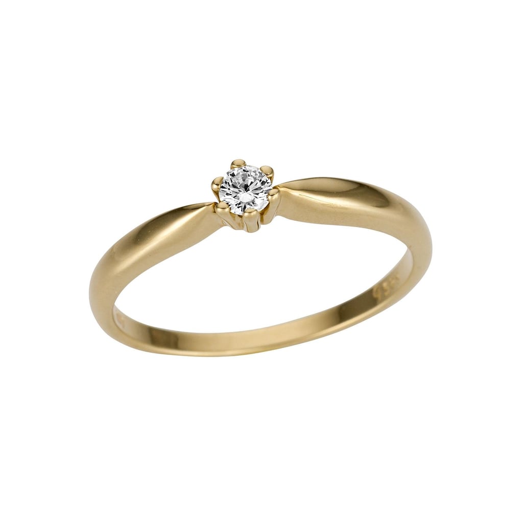 Firetti Goldring »Schmuck Geschenk Gold 375 Damenring Verlobungsring Goldring Solitär«