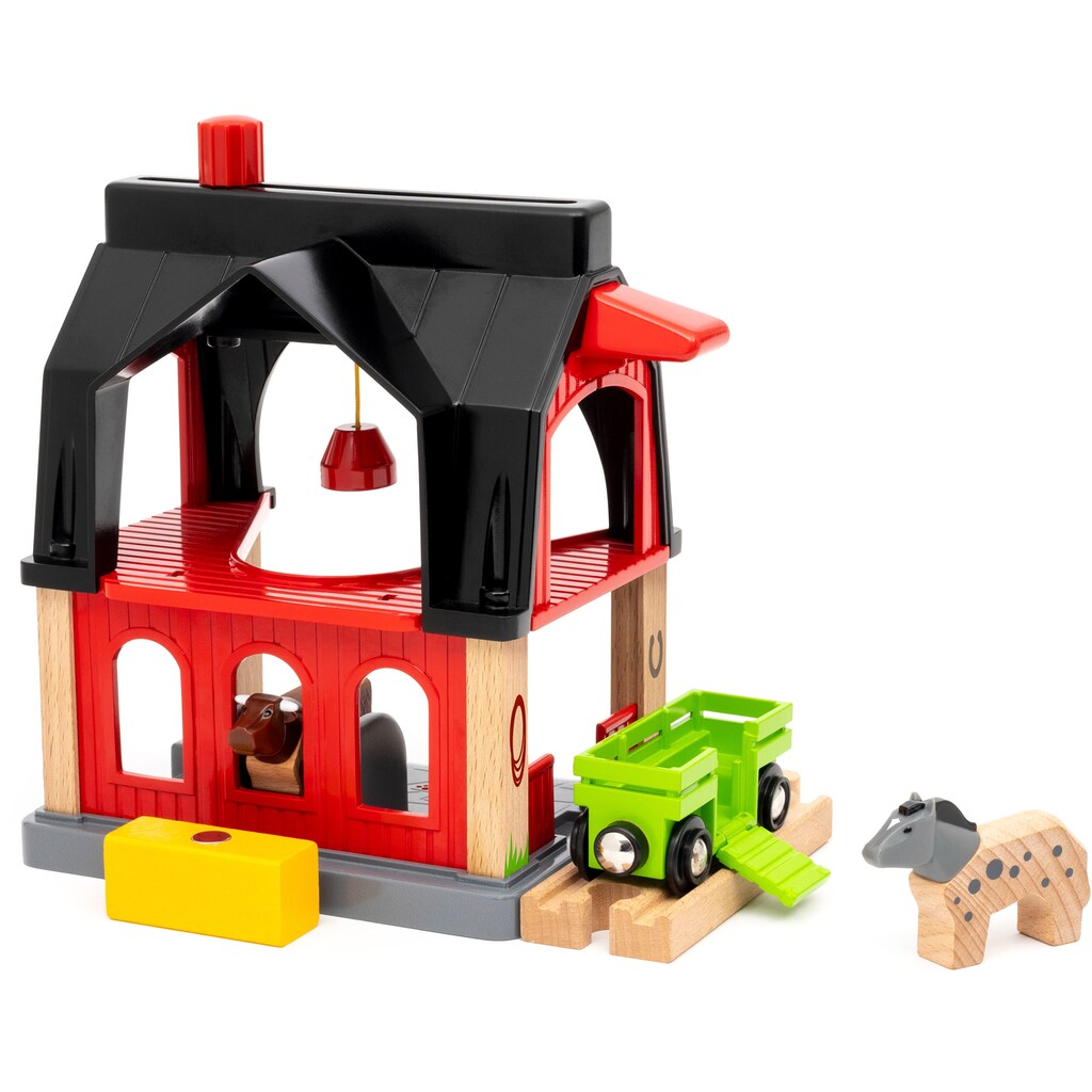 BRIO® Spielzeugeisenbahn-Gebäude »Tierscheune mit Heuwaggon«