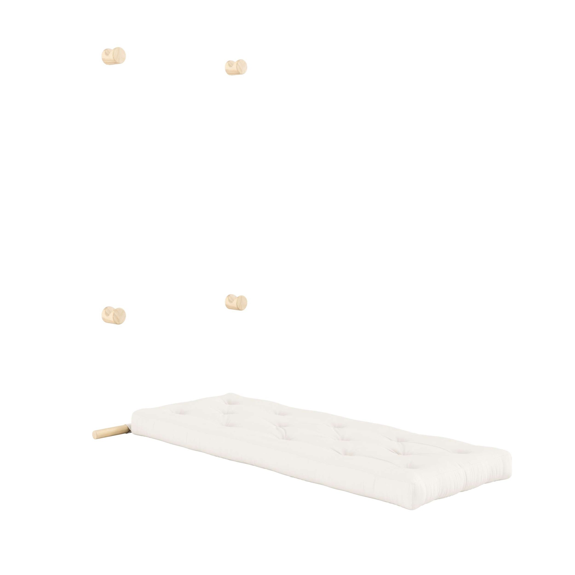 Karup Design Schlafsofa »Hooked Schlafsessel, Sitz- und Schlafplatz, Wandmontiert, platzsparend«, Futonmatratze inkl. Halterungsset aus FSC®-zertifiziertem Massivholz