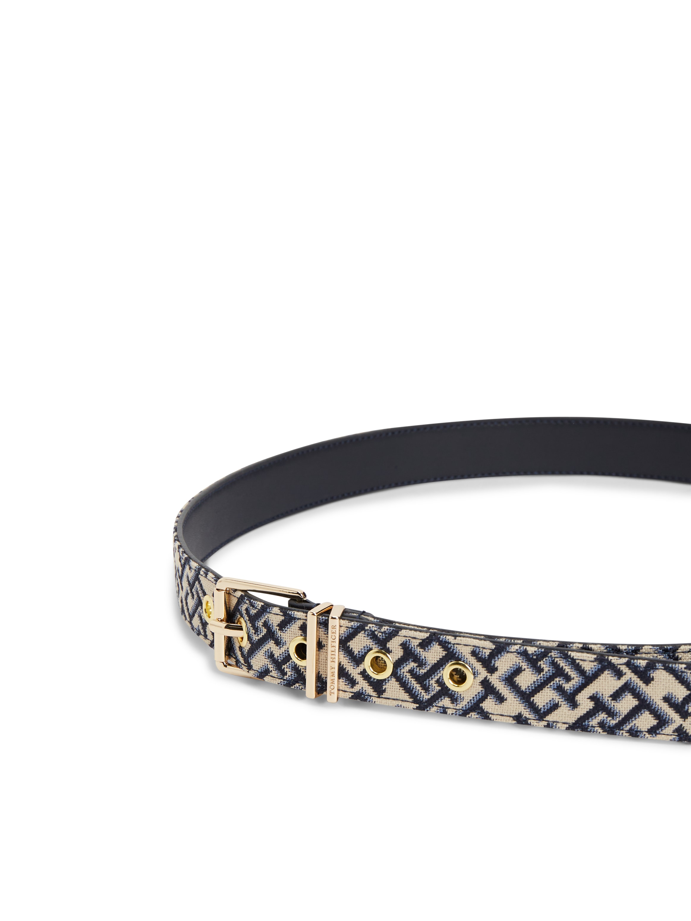 Tommy Hilfiger Synthetikgürtel »TH SQUARE« Jacquard-Gürtel mit doppelter Gürtelschlaufe und eckiger Schnalle