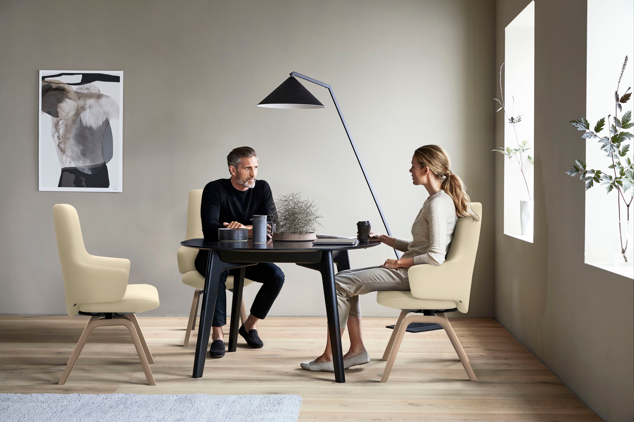 Stressless® Polsterstuhl »Laurel«, Leder PALOMA, High Back mit Armlehne, Größe L, mit schräggestellten Beinen in Eiche