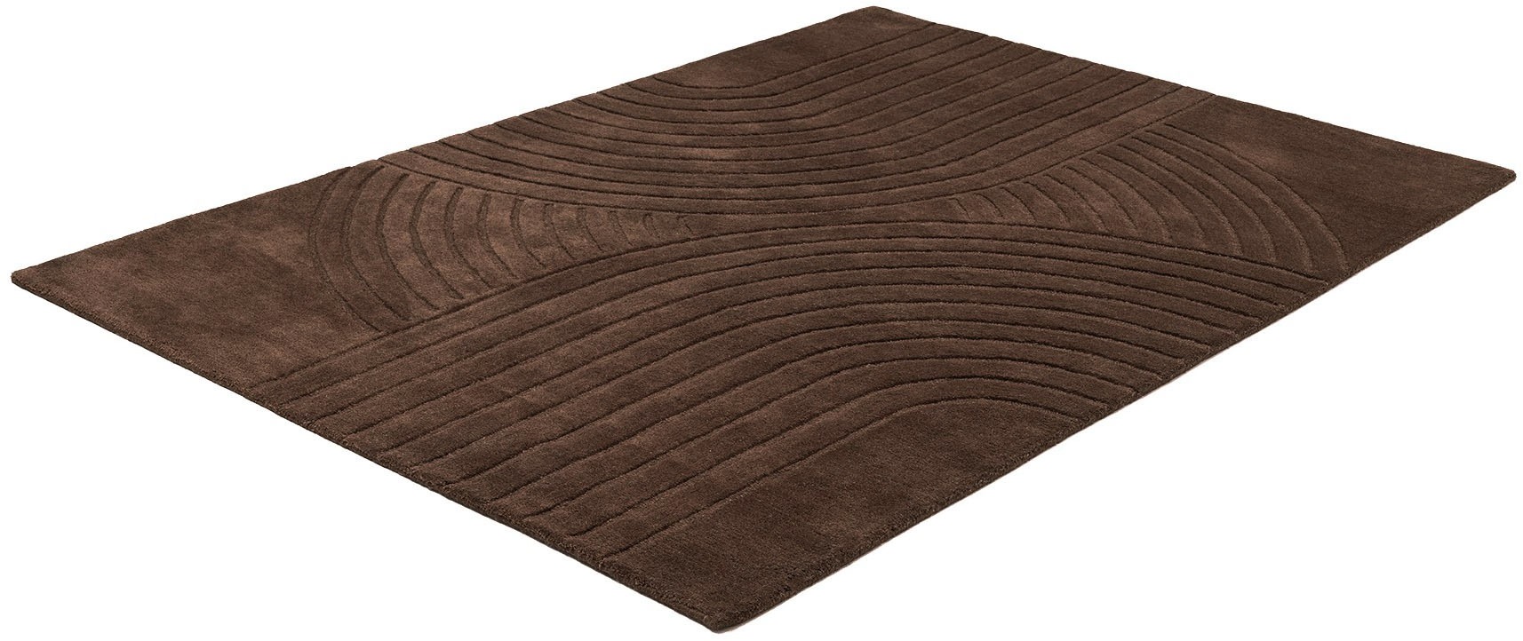 my home Wollteppich »Gabbo Design, Handgefertigt, Teppich,  reine Wolle,« rechteckig 14 mm Höhe Hoch-Tief-Effekt, reine Wolle, Scandi-Look, Naturfaser