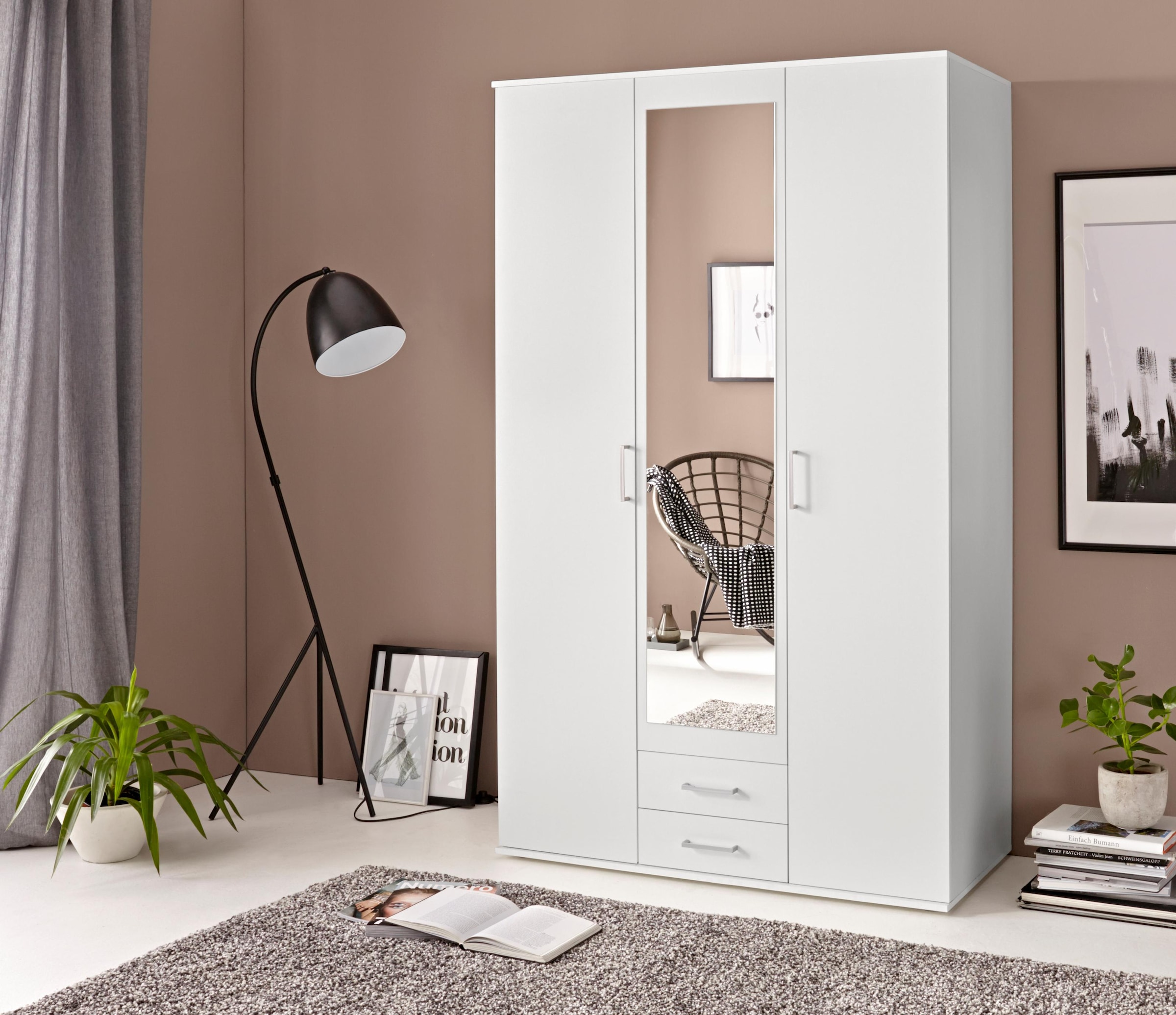 Schlafkontor Kleiderschrank »Karl Drehtürenschrank Schlafzimmerschrank mit Spiegel Garderobe«, in 2 Breiten, mit zusätzlichen Einlegeböden TOPSELLER