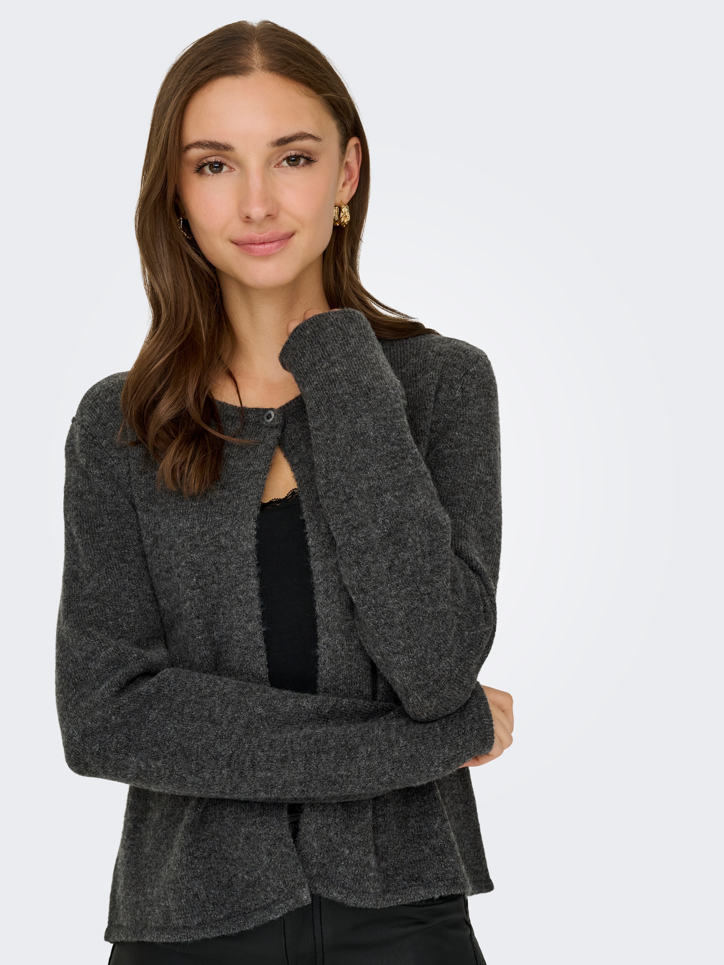 JDY Strickjacke »JDYRUE LIFE L/S ONEBUTTON CARDI KNT NOOS« Materialmix