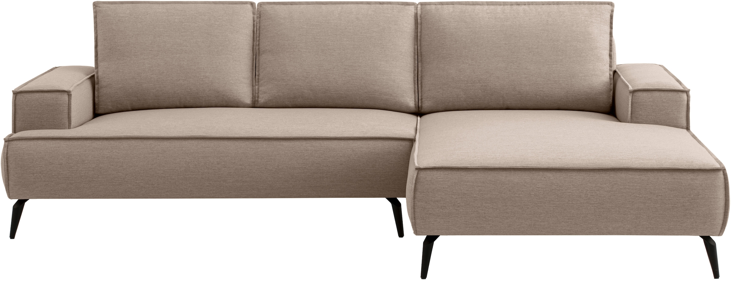 OTTO home Ecksofa »TVINNU Leinenoptik, L-Form, Breite 275 cm« wahlweise Recamiere rechts/links, schwarze Füße, bequemer Sitzkomfort
