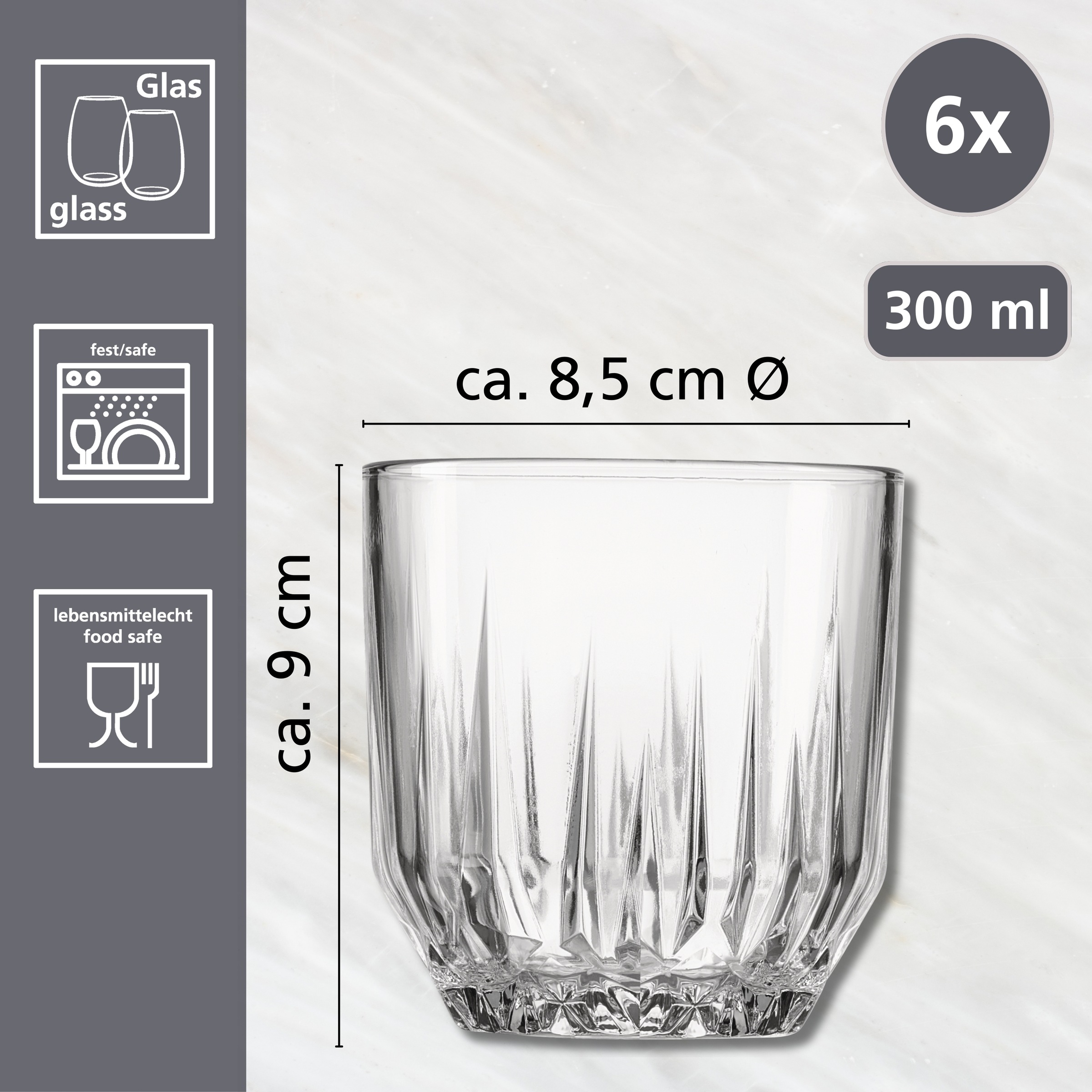 Ritzenhoff & Breker Whiskyglas »Palace«, (Set, 6 tlg.), 6er Set, je 300 ml
