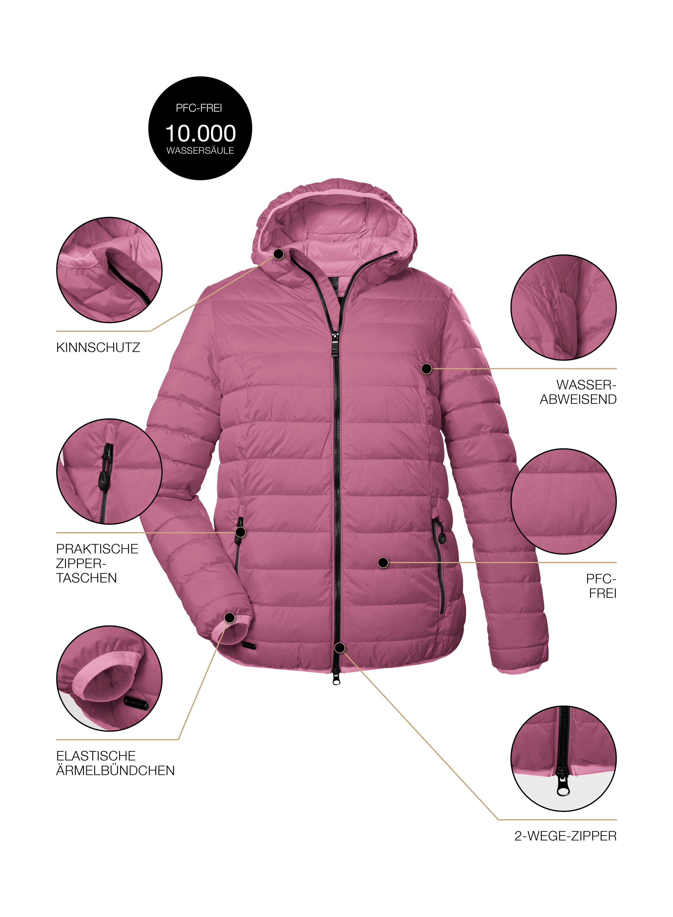 STOY Steppjacke »STS 3 WMN QLTD JCKT«, atmungsaktive, wasserabweisende Damen Steppjacke in großen Größen