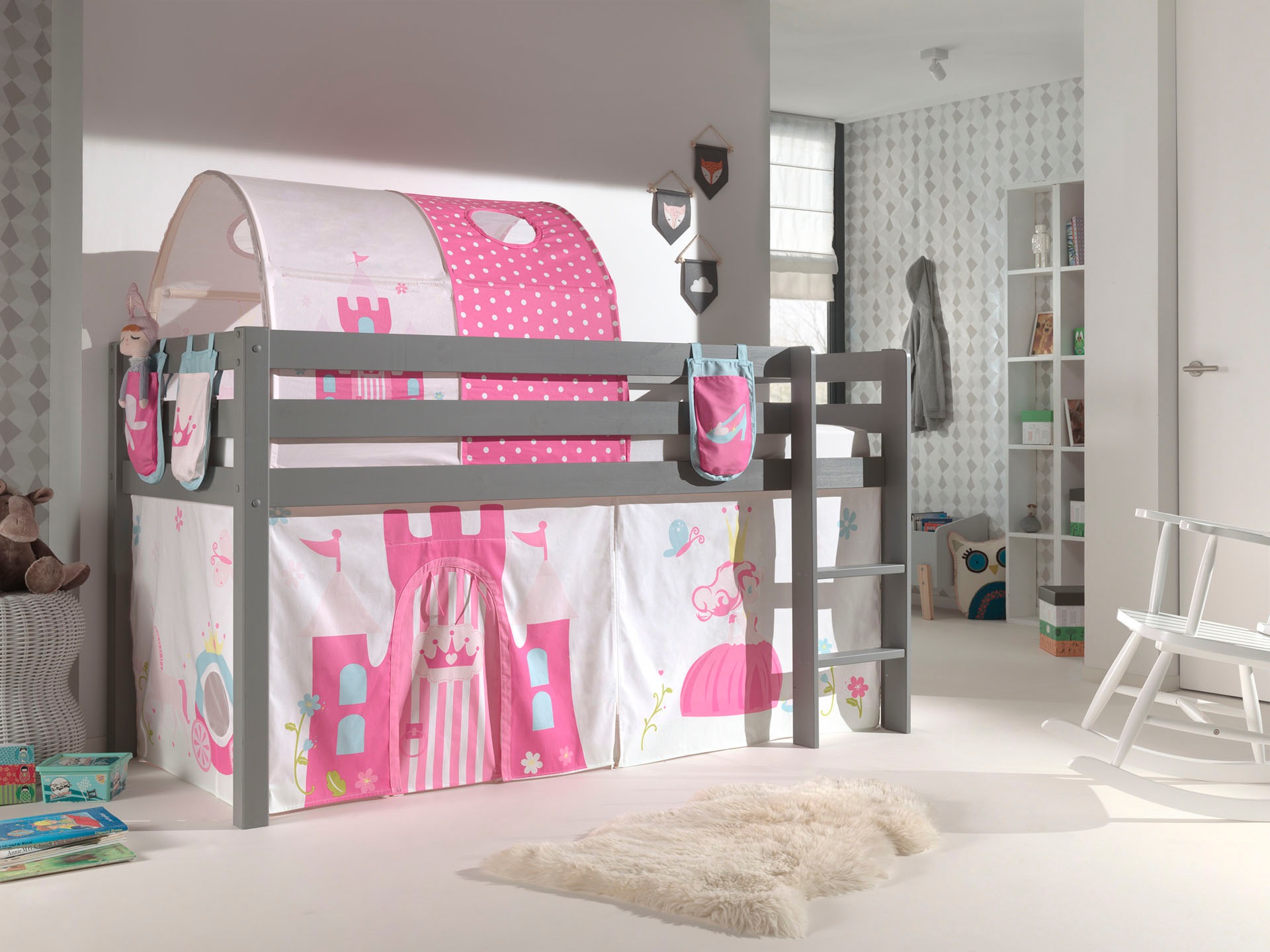 Vipack Hochbett "Pino, Spielbett massiv Kiefer, stabil gebaut, 3 Korpusfarb günstig online kaufen