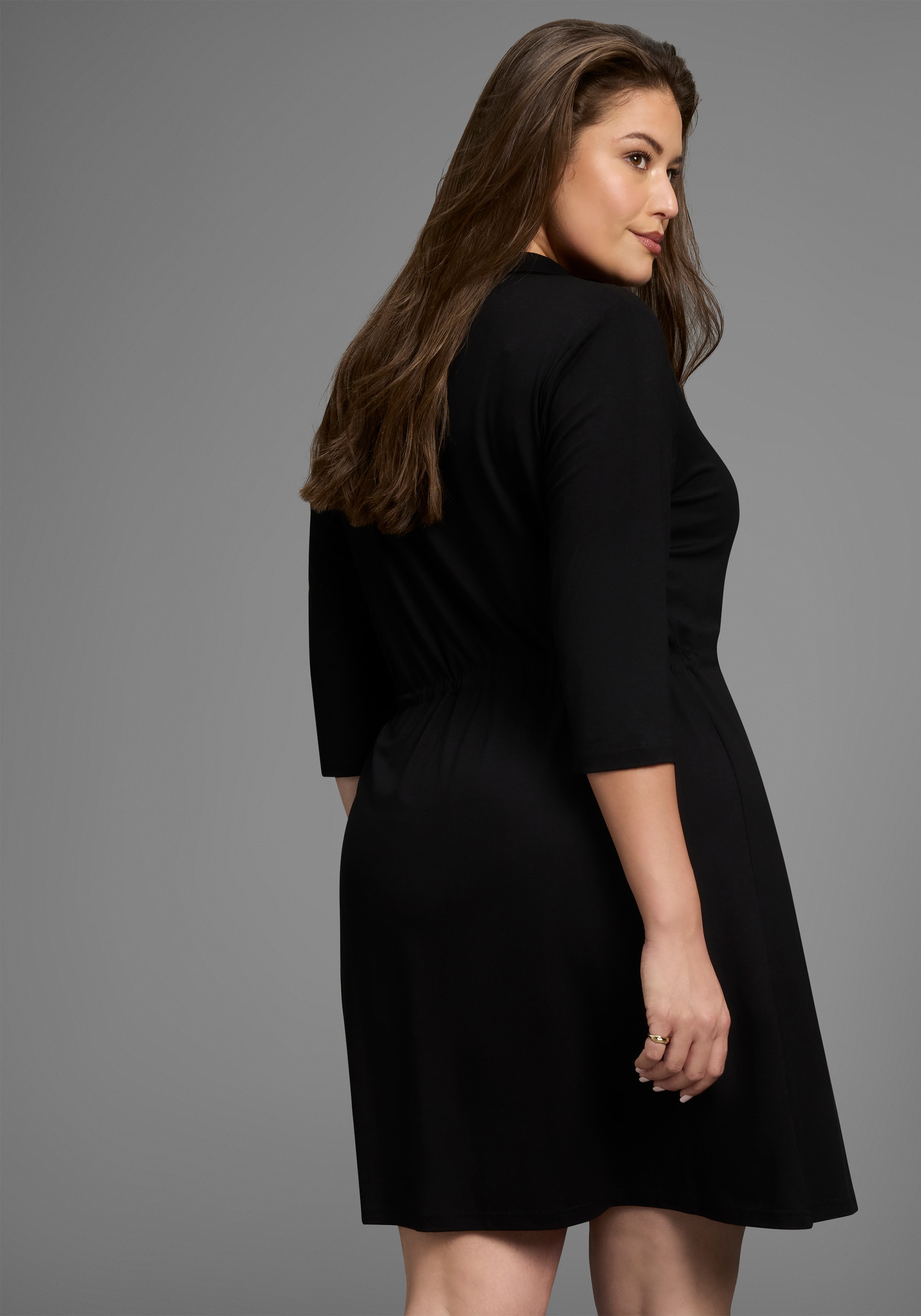 Laura Scott CURVE Jerseykleid mit Polo-Kragen und taillierendem Tunnelzug - GROSSE GRÖSSE