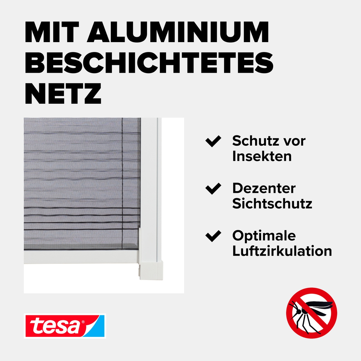 tesa Insektenschutz-Fensterrahmen »Insect Stop Alu-Insektenschutzrollo teleskopierbar - 1,14x 1,6 m« 1 Stk. tlg. speziell für Dachfenster - Insektenschutz Plissee - ohne Bohren, weiß