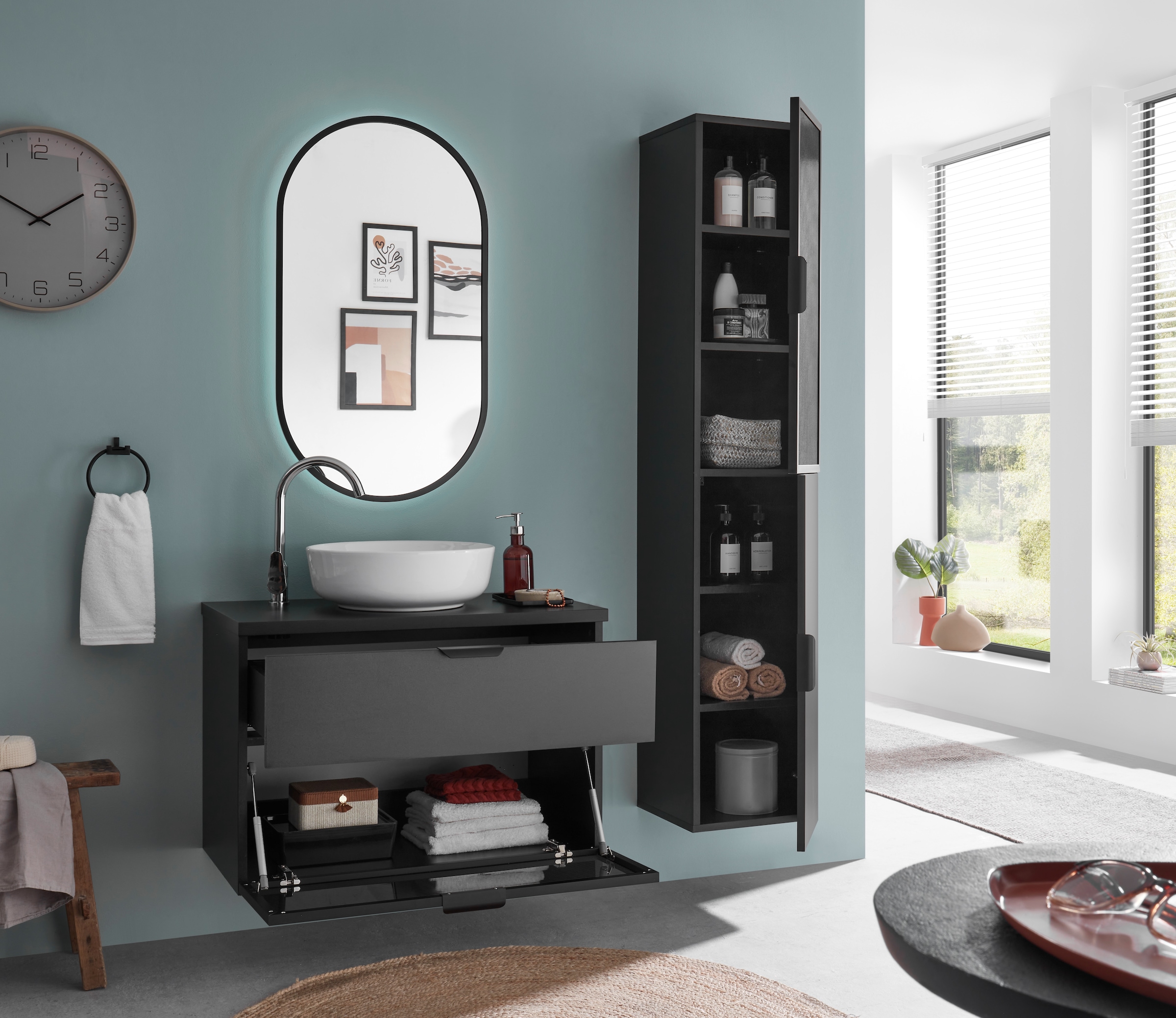 BASIC by Balculina Waschbeckenunterschrank »Diosa B/H/T 80x55x46 cm« 1 Stk. tlg. Breite 80cm, Softclose, Alurahmen