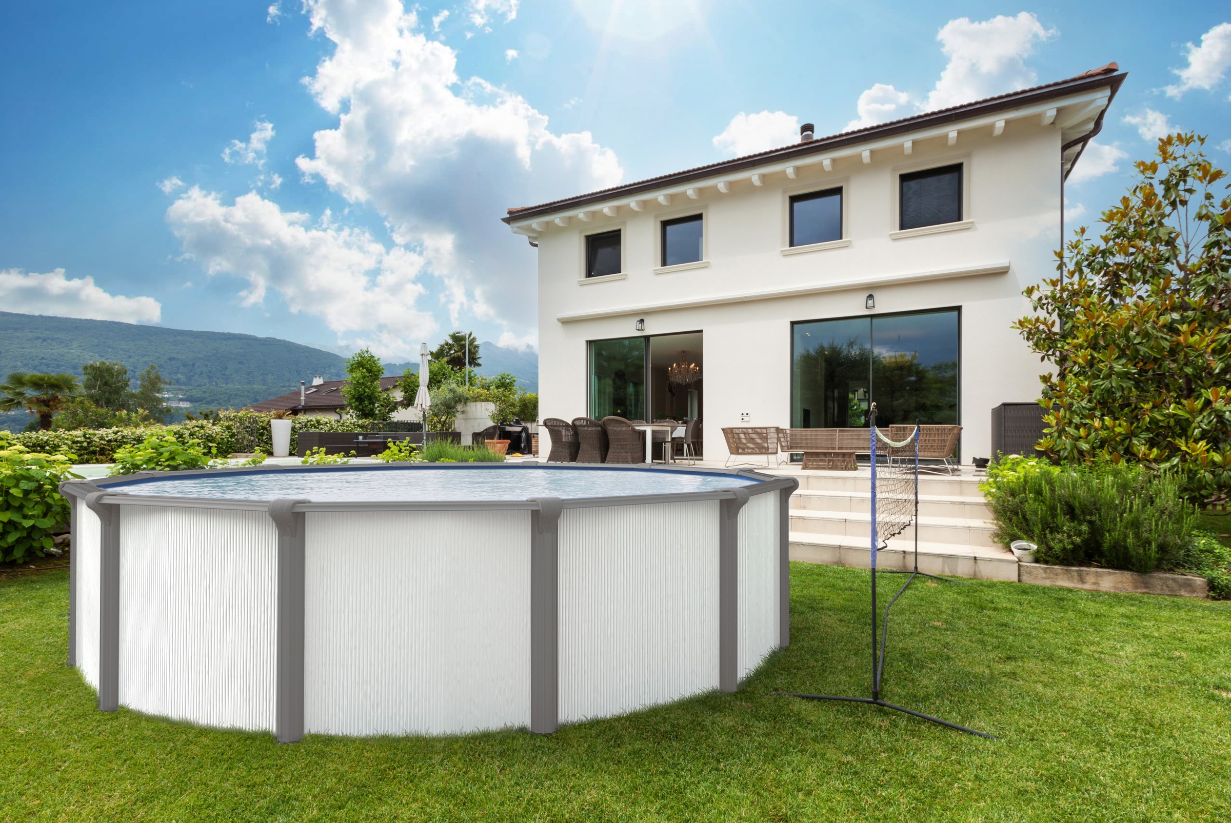 KWAD Rundpool »Green line Evolution«, (Komplett-Set, 10 tlg.), 3,6x1,32 white- design Folie in blau, sand oder grau erhältlich