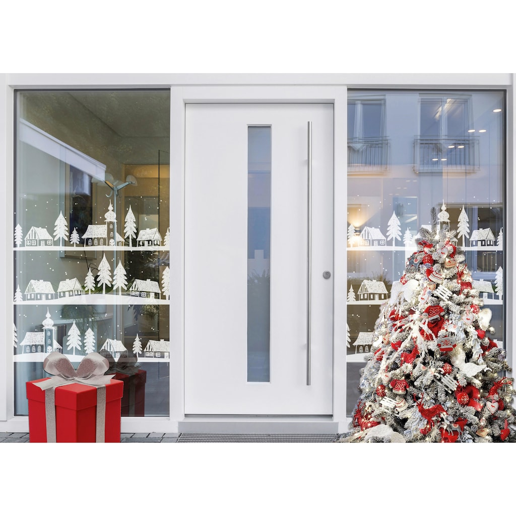 MySpotti Fensterfolie »Look Winter Village white«, halbtransparent, glattstatisch haftend