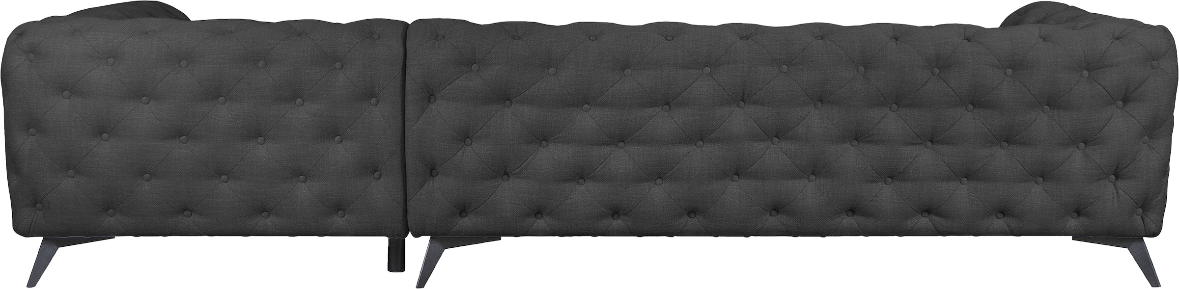 Leonique Chesterfield-Sofa »Ecksofa GLYNIS L-Form mit Wellenunterfederung, Maße B/T/H 323/264/75cm«, aufwändige Knopfheftung, moderne Chesterfield Optik, Fußfarbe wählbar