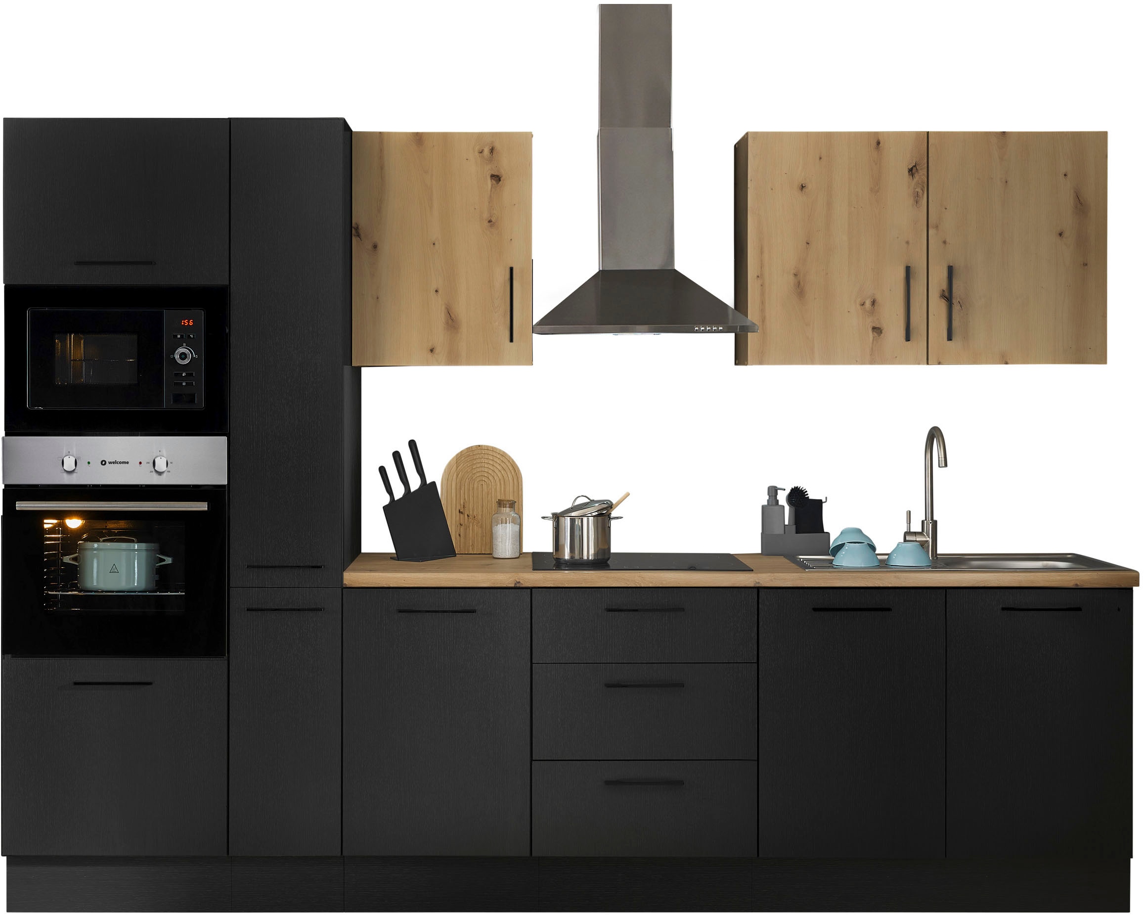 BASIC by Balculina Küchenzeile »Turin«, Breite 300 cm, wahlweise mit E-Geräten