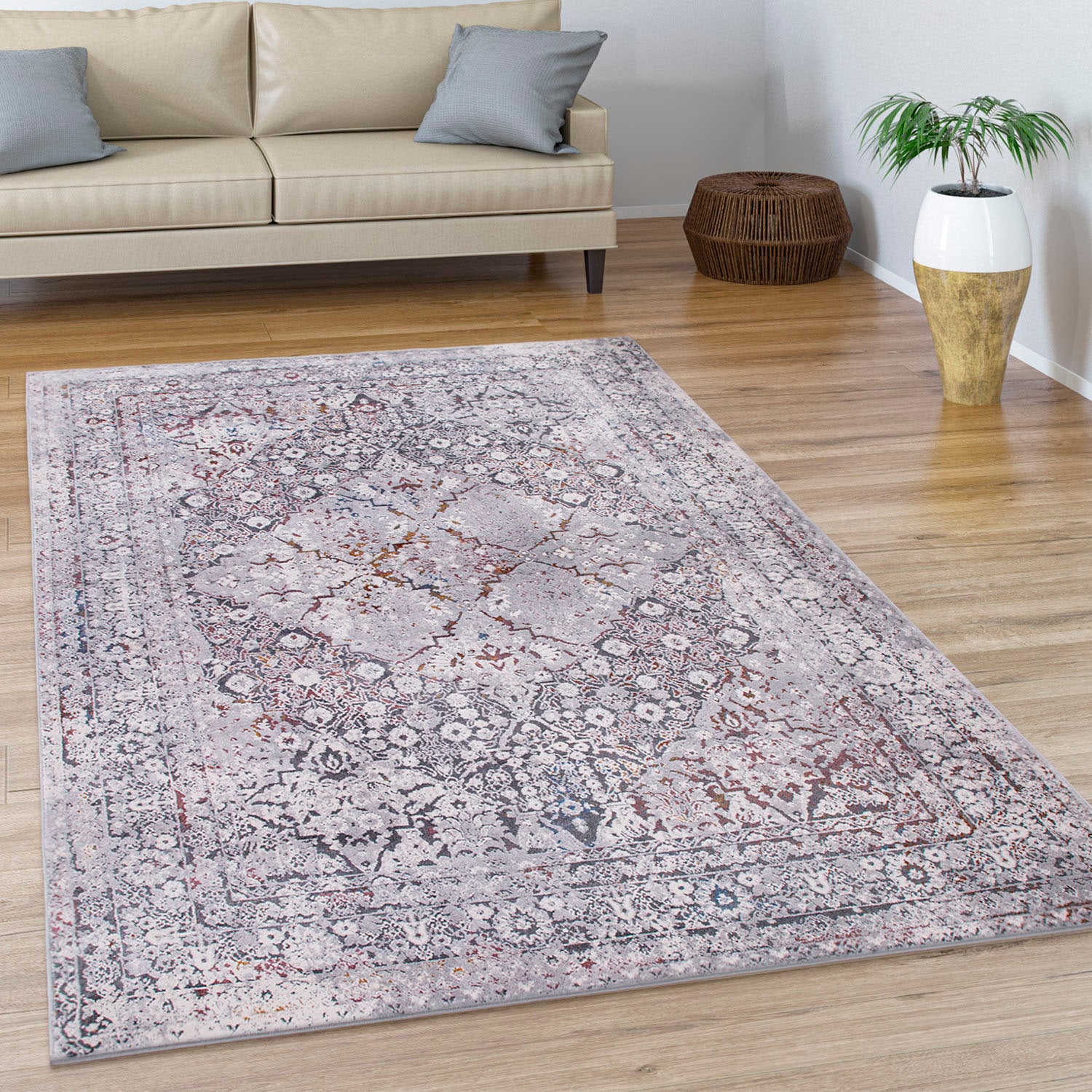 Paco Home Teppich »Calabria 583«, rechteckig, 14 mm Höhe, Kurzflor, Orient-Optik, Vintage Design