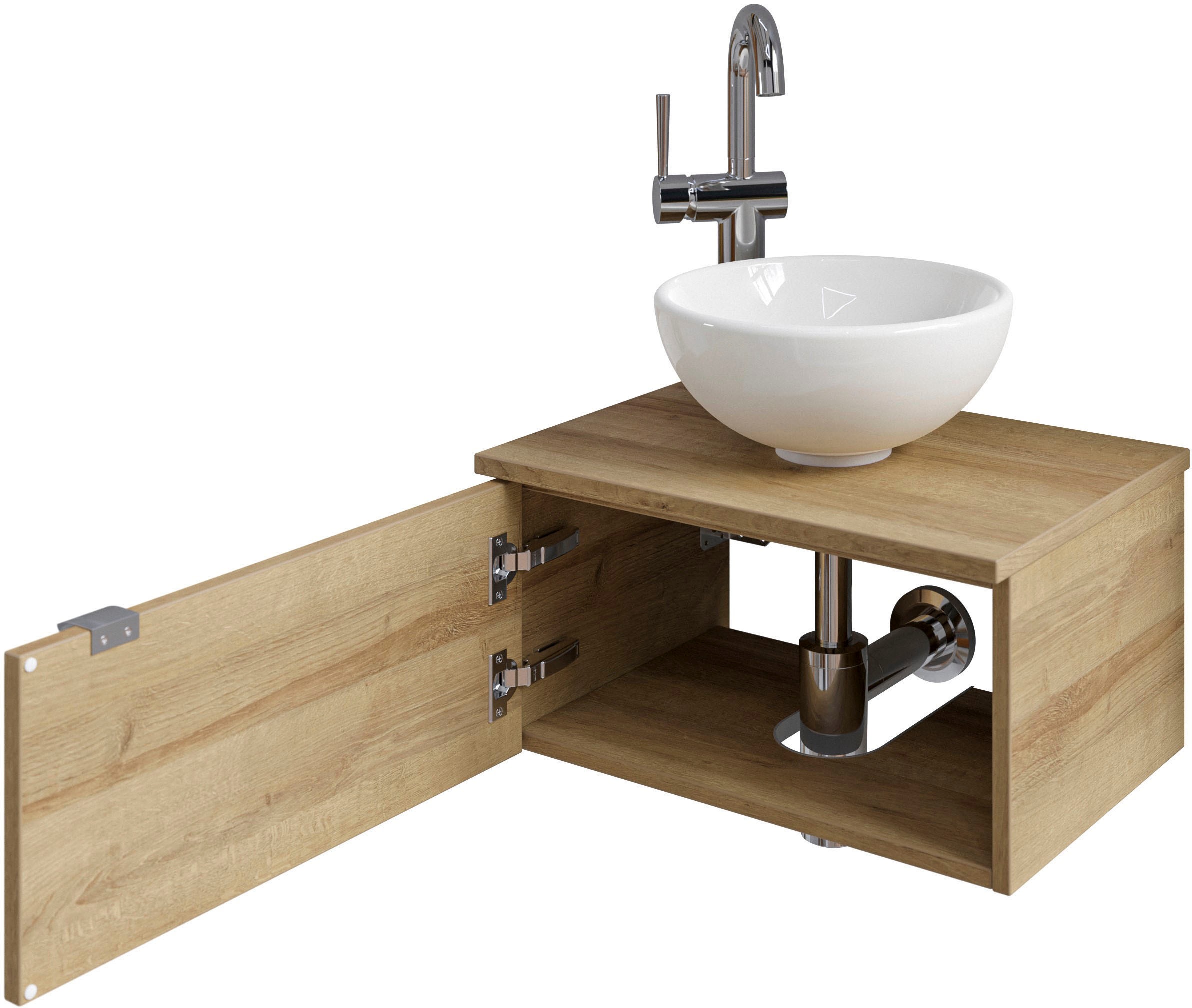 Saphir Waschtisch »Serie 6915 Waschschale mit Unterschrank für Gästebad, Gäste WC«, 51 cm breit, 1 Tür, Waschtischplatte, kleine Bäder, ohne Armatur