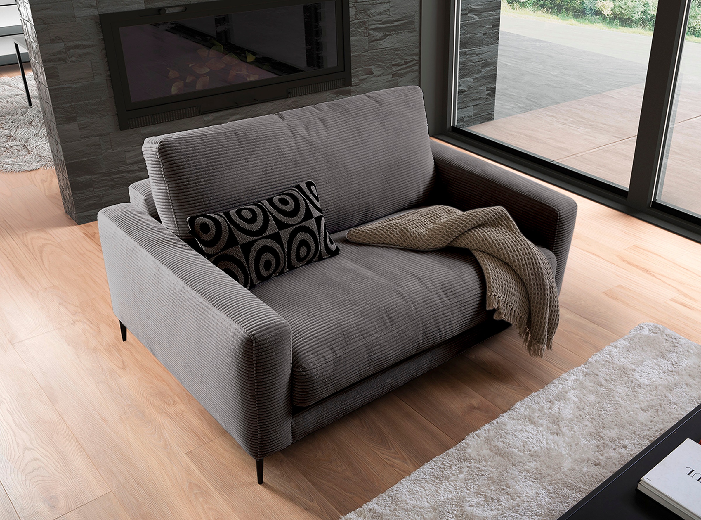 Home affaire 1,5-Sitzer »Downtown  B/T/H:  152/105/84 cm« weicher Sitzkomfort, Cord, gemütliches Loungemöbel zum Relaxen