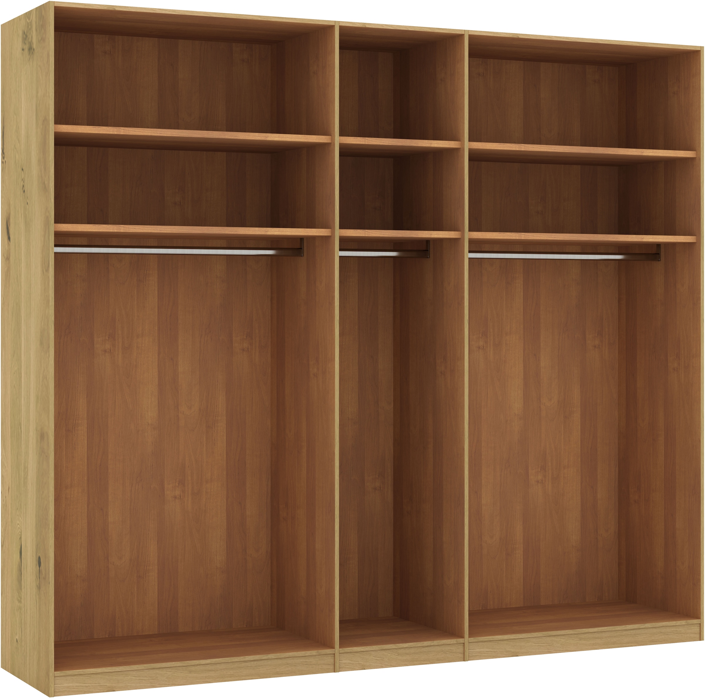 Musterring Drehtürenschrank »Savona, Kleiderschrank, Schrank, Garderobe, teilmassiv Eiche«, (mit Türdämpfern, in 5 Breiten & 2 Höhen, extra Böden, MADE IN GERMANY), Türen in Bianco-Eiche massiv, mit Querriegel, verschiedene Größen