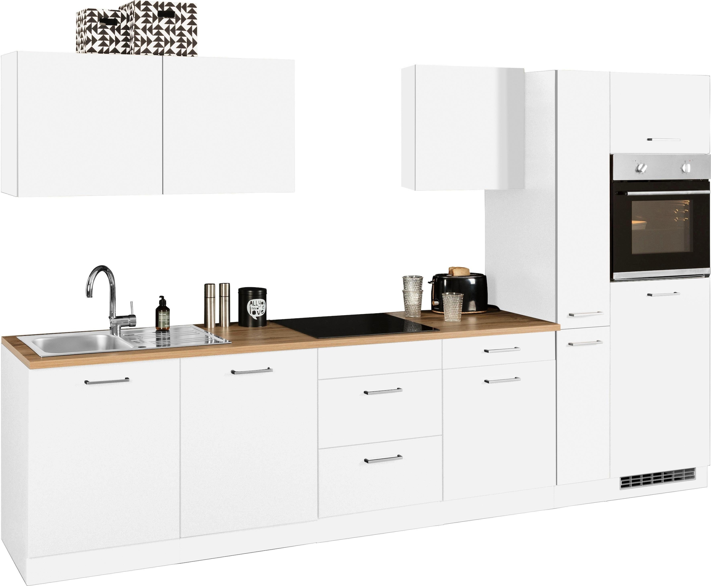 KOCHSTATION Küchenzeile »KS-Kehl«, ohne E-Geräte, Breite 330 cm, für Kühlschrank