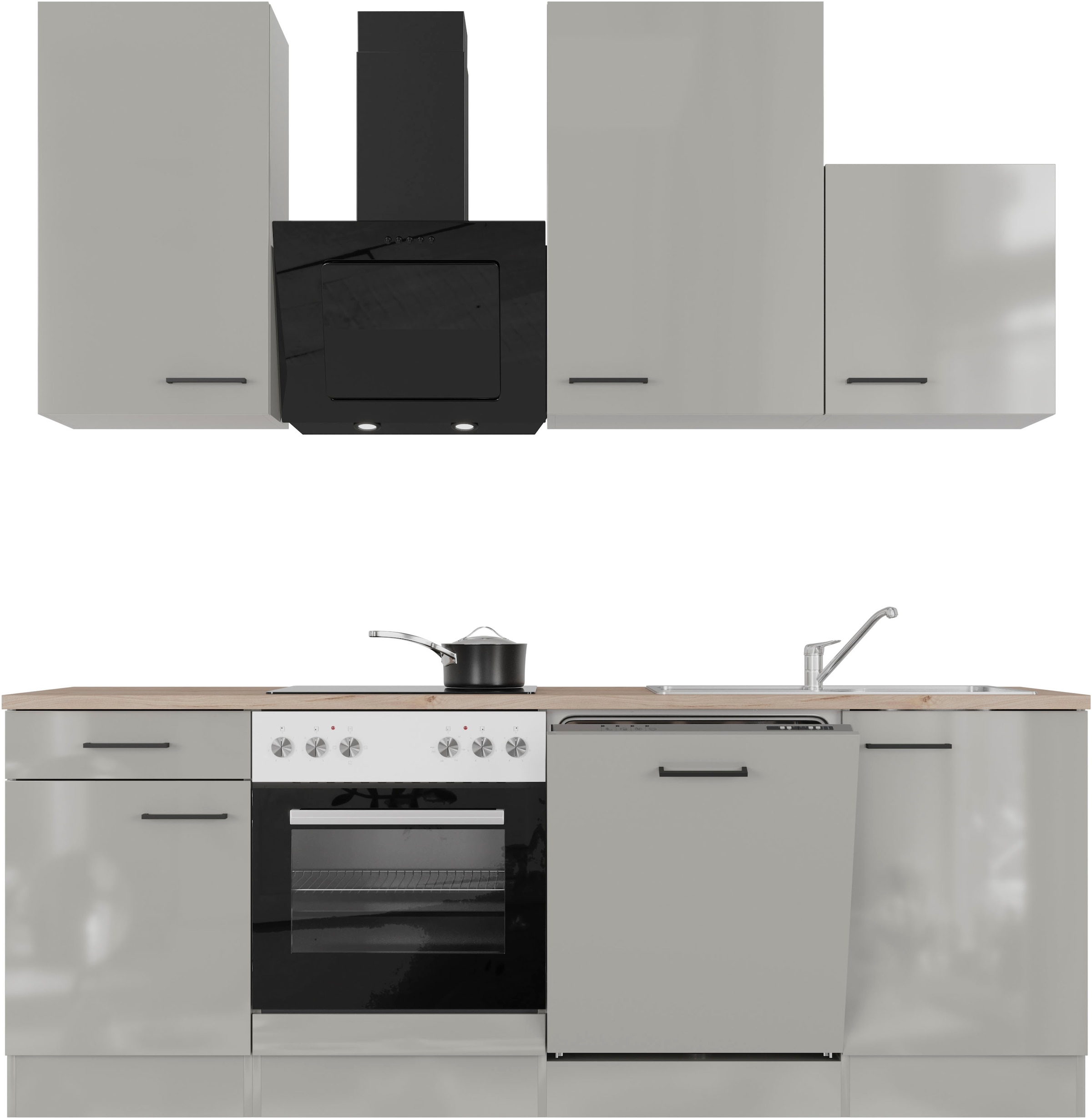 Flex-Well Küchenzeile »Lund« wahlweise mit E-Geräten, Breite 220 cm, glänze günstig online kaufen