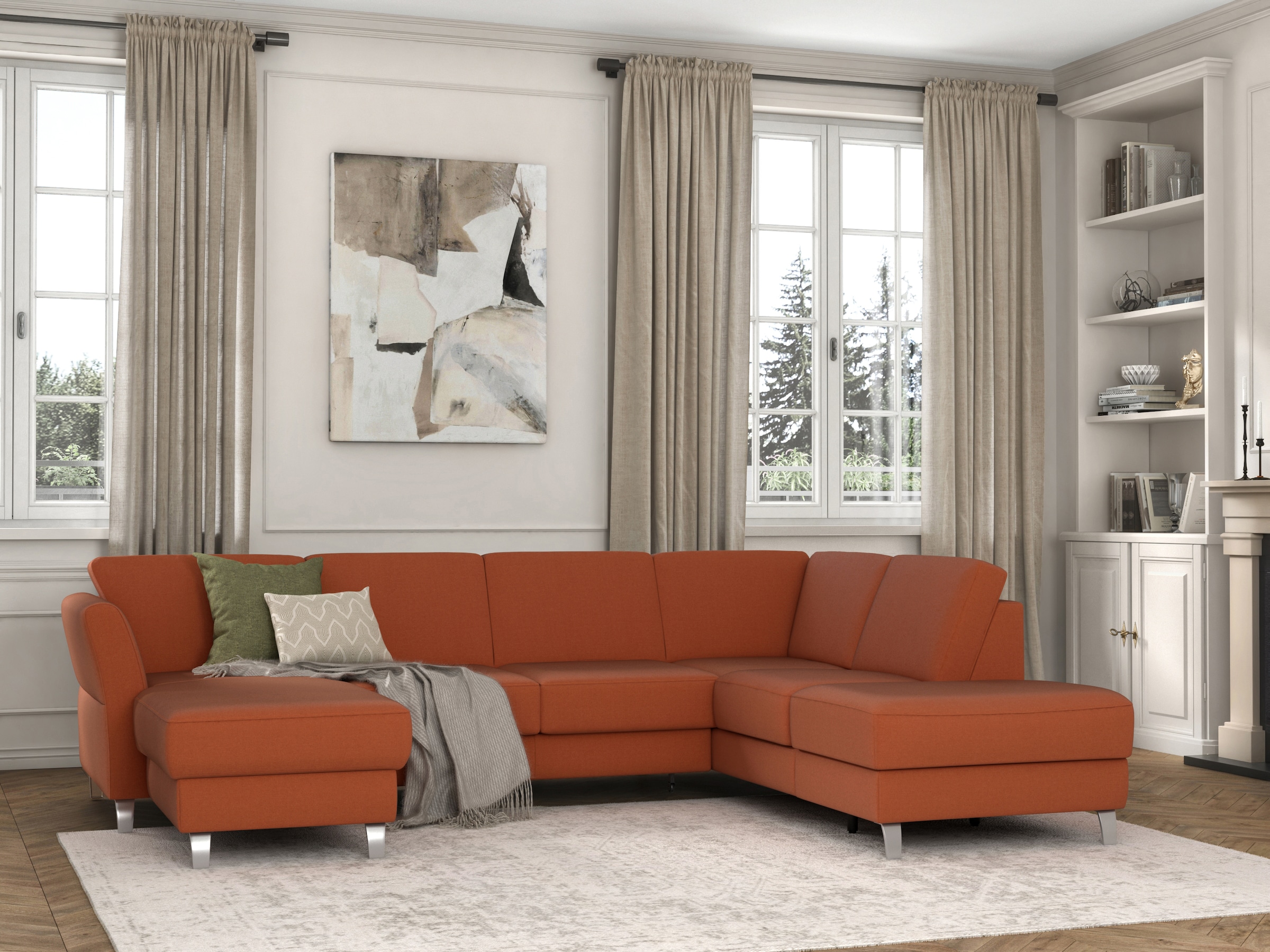 sit&more Wohnlandschaft »Visby U-Form«, Wahlweise mit Bettfunktion und Stauraum, frei im Raum stellbar