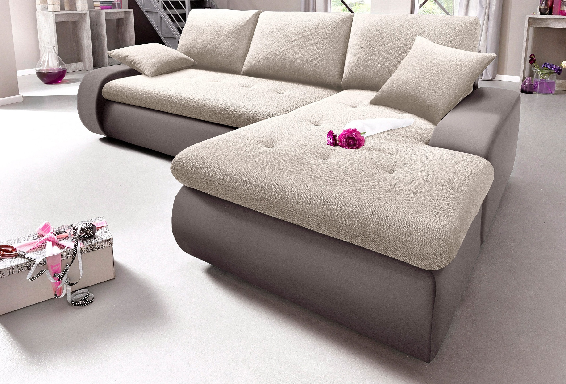 TRENDMANUFAKTUR Ecksofa »Indie, modern und bequem, Materialmix, OTTOs Choic günstig online kaufen