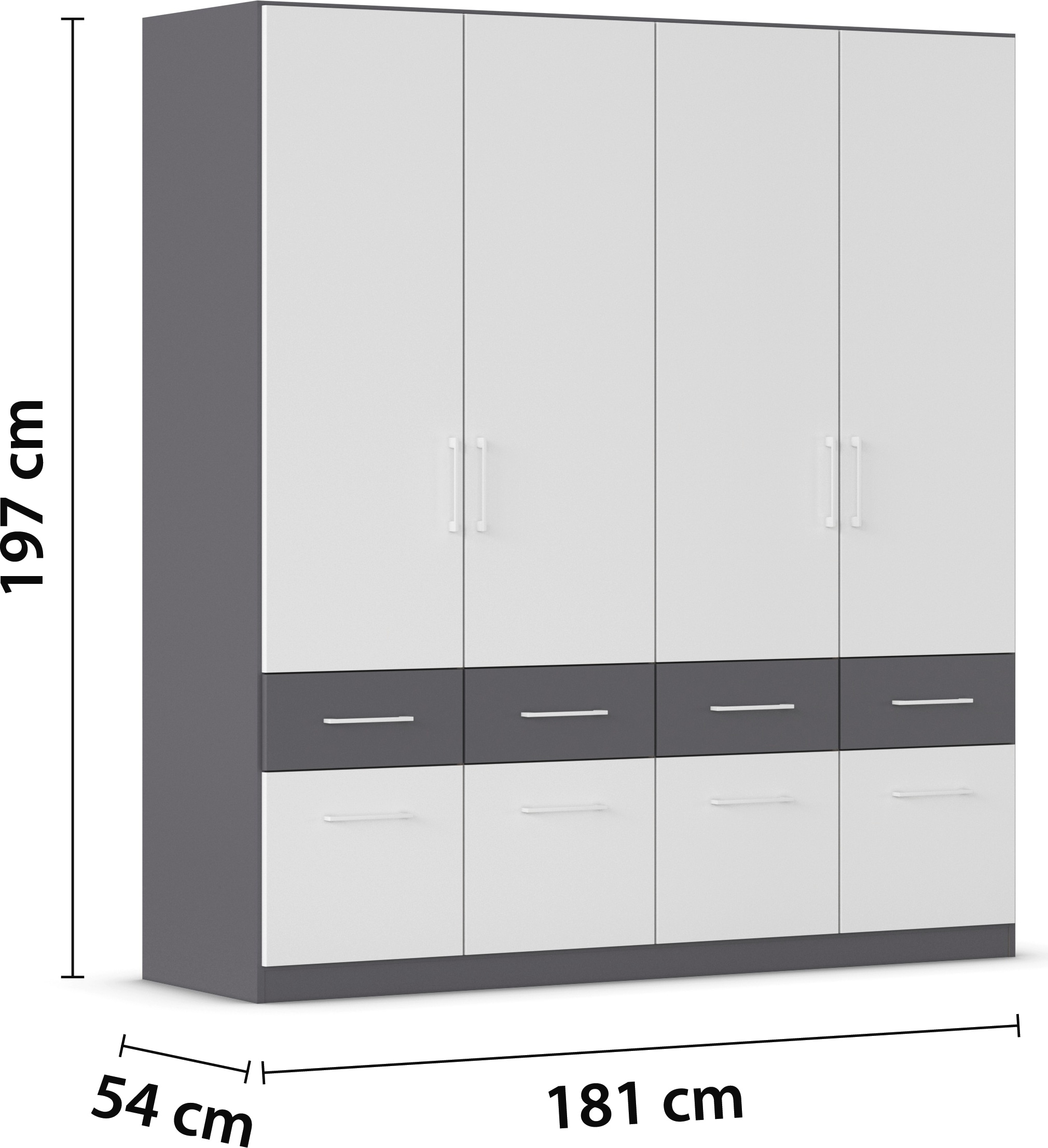 rauch Kleiderschrank »Kleiderschrank Schrank Garderobe Wäscheschrank DUNDEE«, (mit 3 Griff-Varianten), Schubladen in zwei Höhen, optional mit Spiegel MADE IN GERMANY