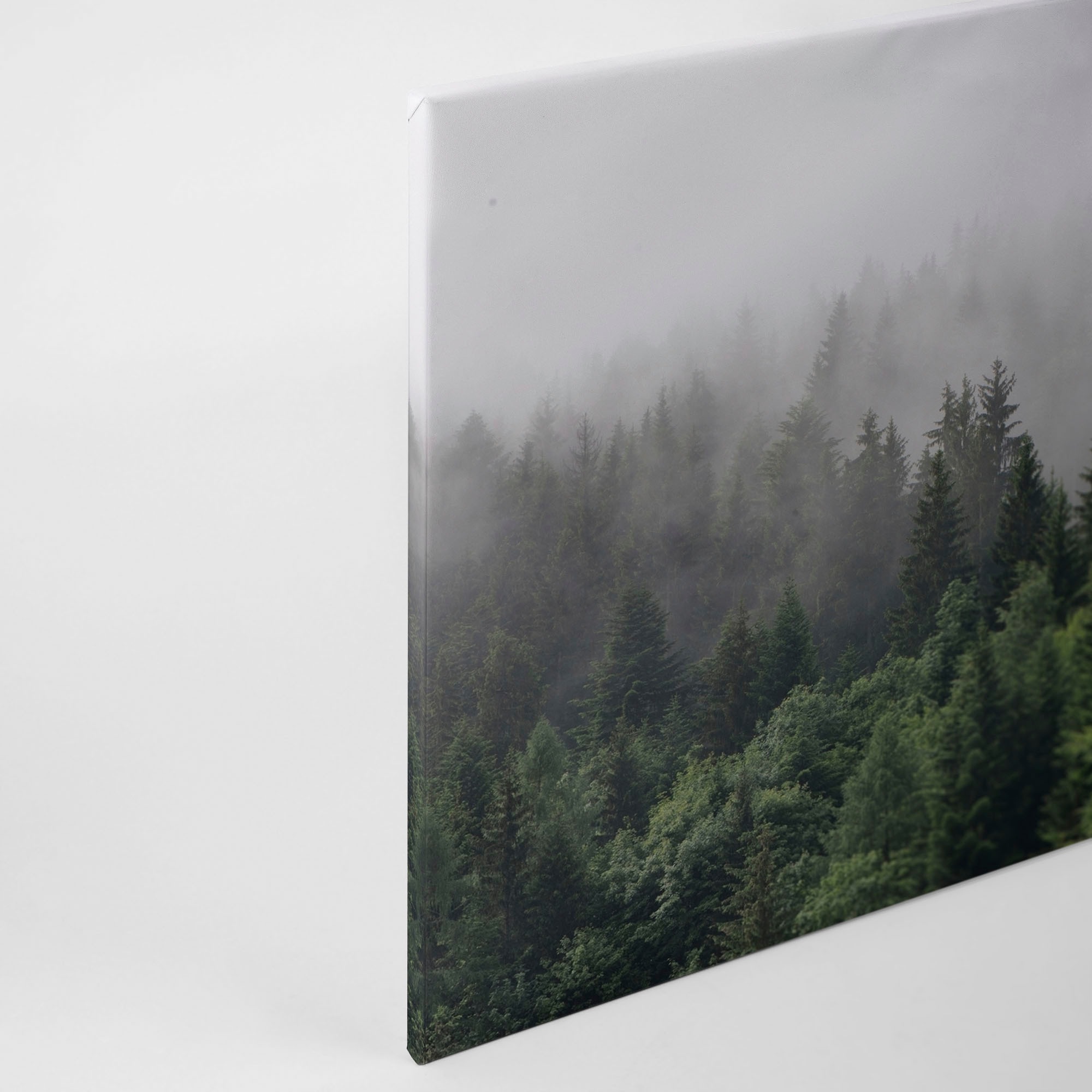 A.S. Création Leinwandbild »Foggy Fir Trees«, Kunst-Wald-Kinder, (1 St.), Wald Keilrahmen Nebel Bäume Leinwand-Bild Wohnzimmer modern Wandbild
