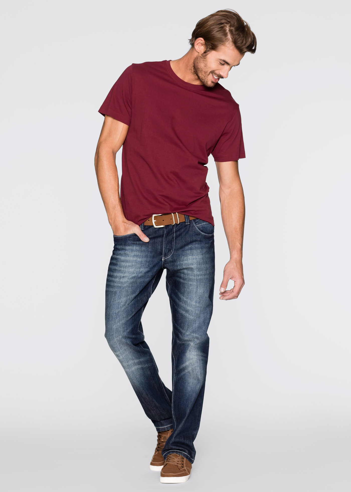 bonprix T-Shirt »T-Shirt (3er Pack)« Packung, 3 Stk. bequemer Regular Fit, Rundhalsausschnitt, leichte Stoffqualität